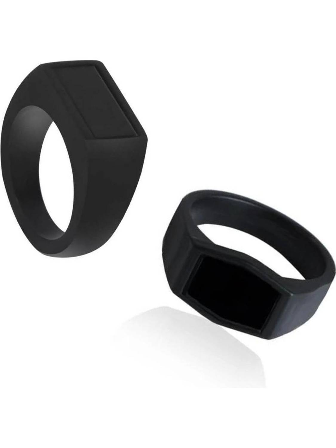 Bellina Classy Trending Fashion Jewellery Black Matte Finger Ring Combo For Boys And Men Alloy Ring Set