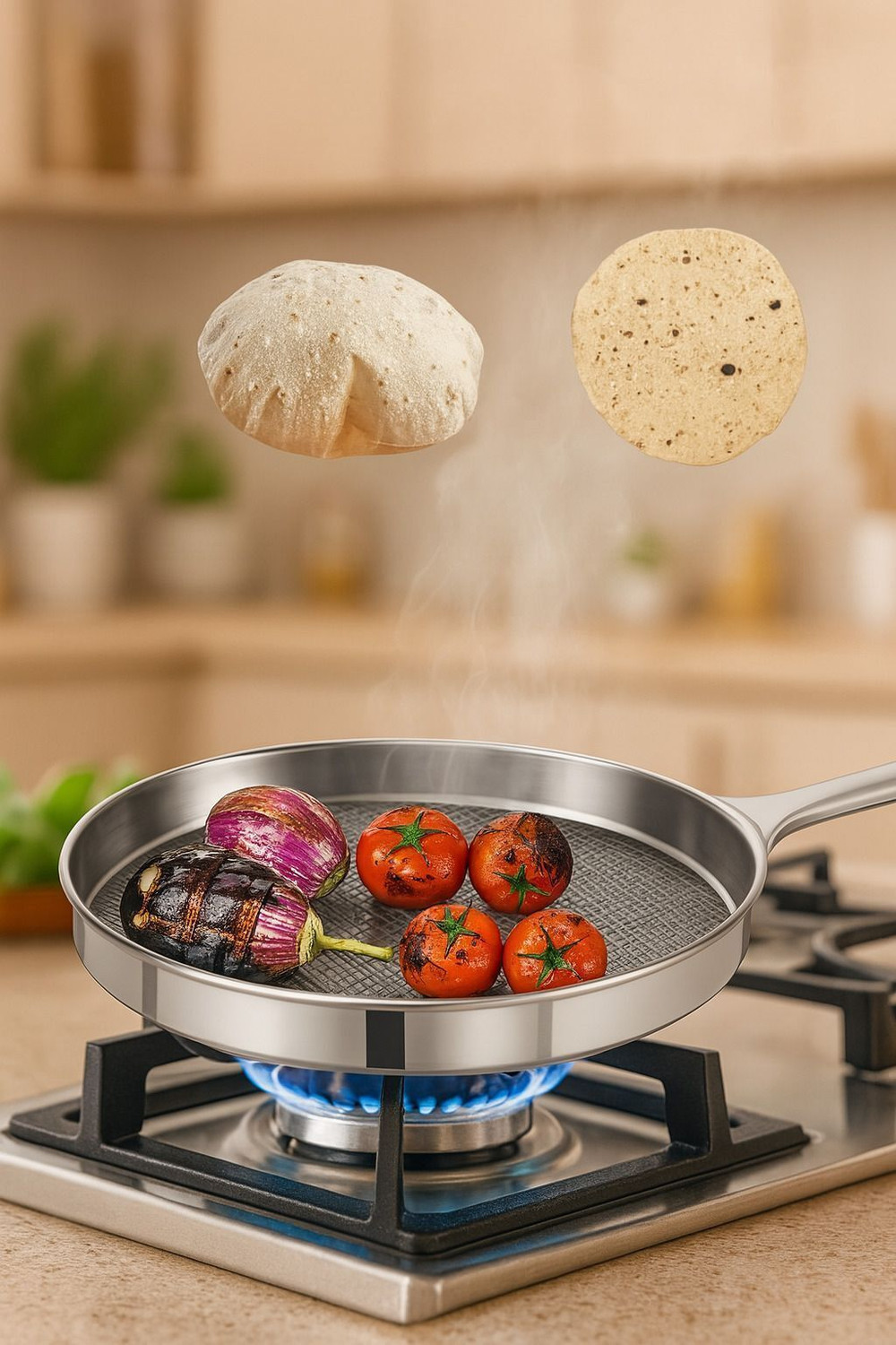 Image of Culinary Crafts Phulka Grill Roaster, Handle Steel Papad jaali Strainer