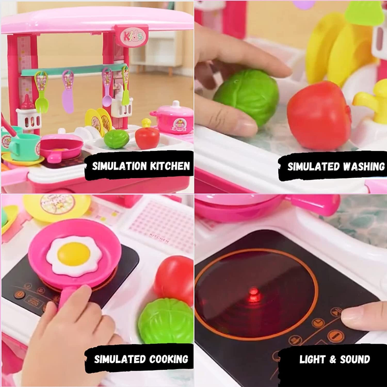 Image of Kidzblend Trolley Kitchen Set, Pretend Play Cooking Set for Girls with 23 Pieces