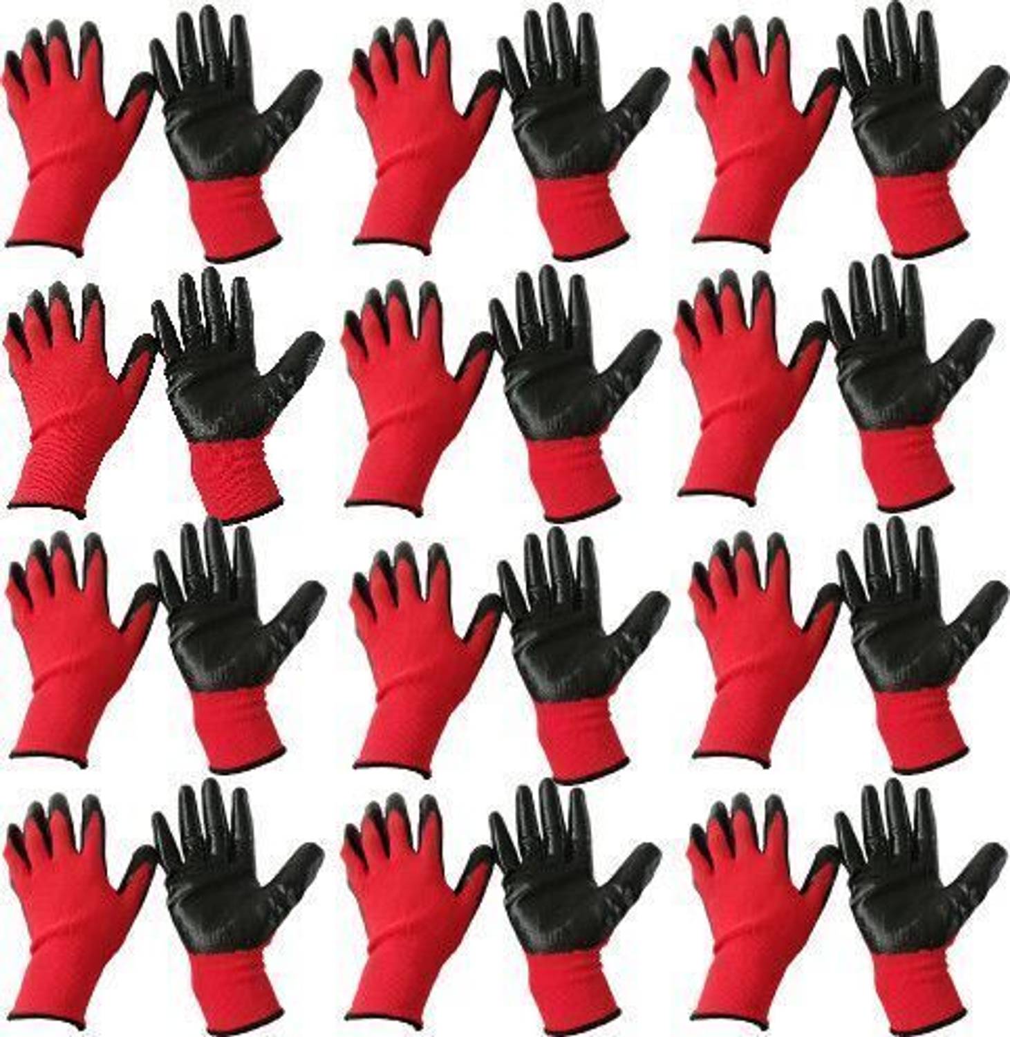 7SHIELD 12 PAIR Cut Resistant Hand Safety Gloves Cut-Proof Protection black red Rubber Nylon Safety Gloves