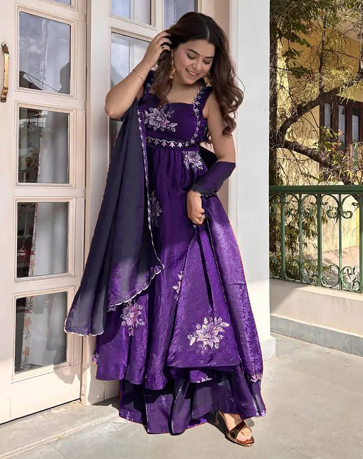 PRAKRUTI ENTERPRISE Embroidered Anarkali Kurta, Bottom & Dupatta Set