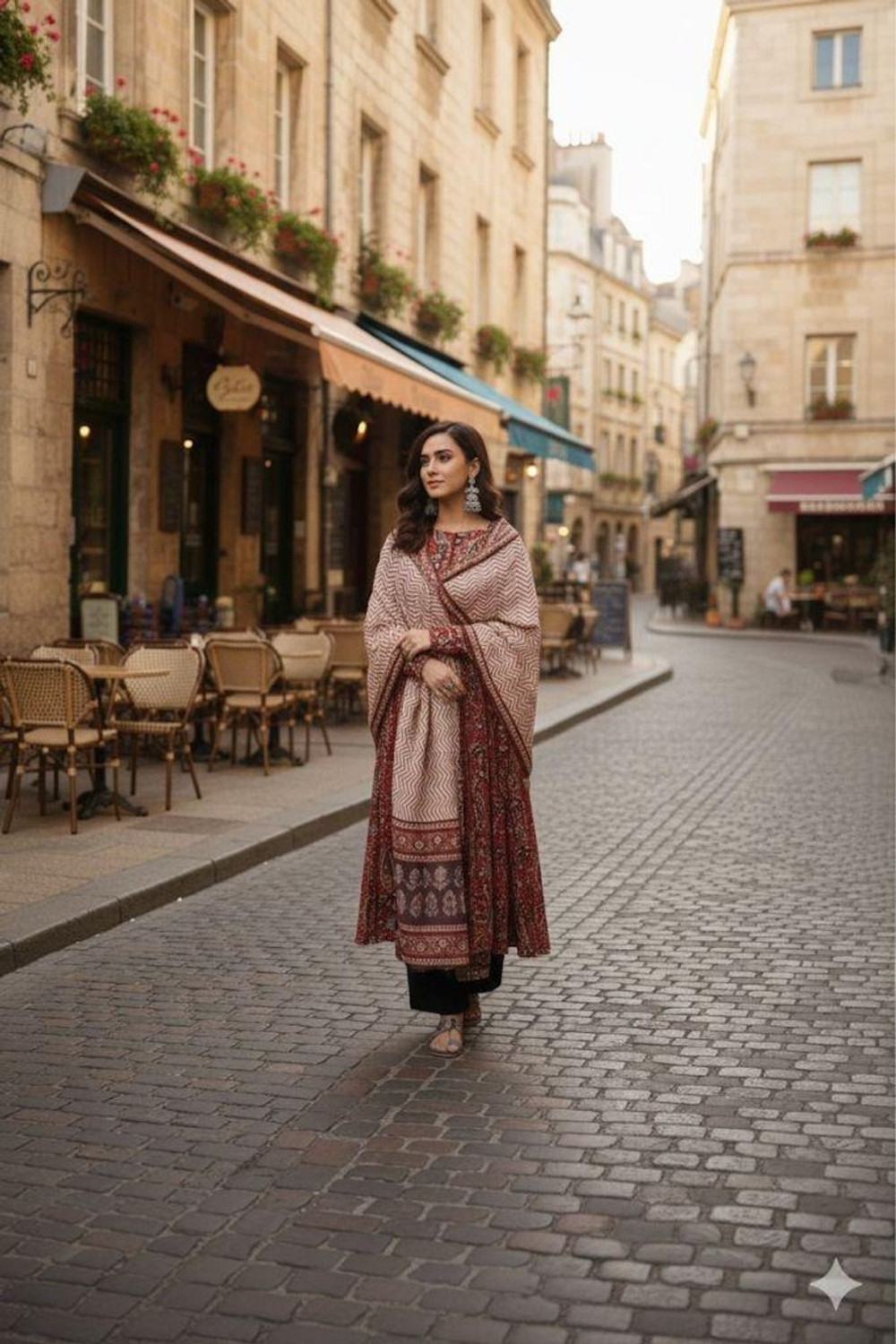 Image of fashion hour Printed Anarkali Kurta, Bottom & Dupatta Set
