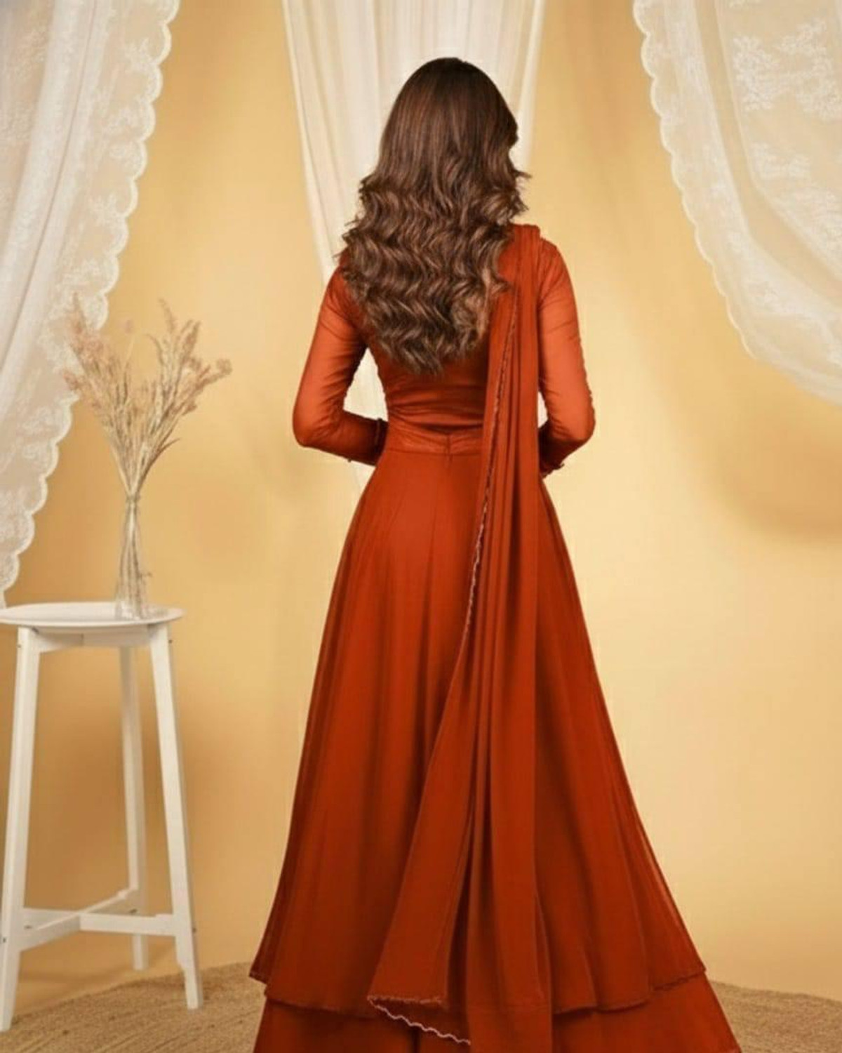 Image of DRAVYENTERPRISE Embroidered Anarkali Kurta, Bottom & Dupatta Set