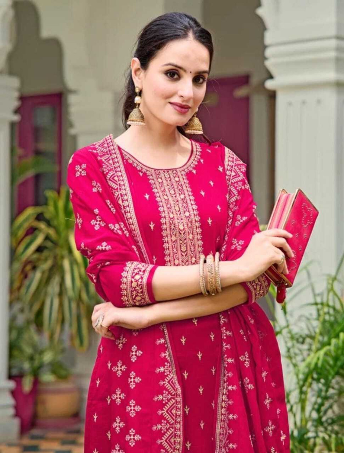 Image of Harshiv Creation Embroidered Kurta, Trouser /Pant & Dupatta Set