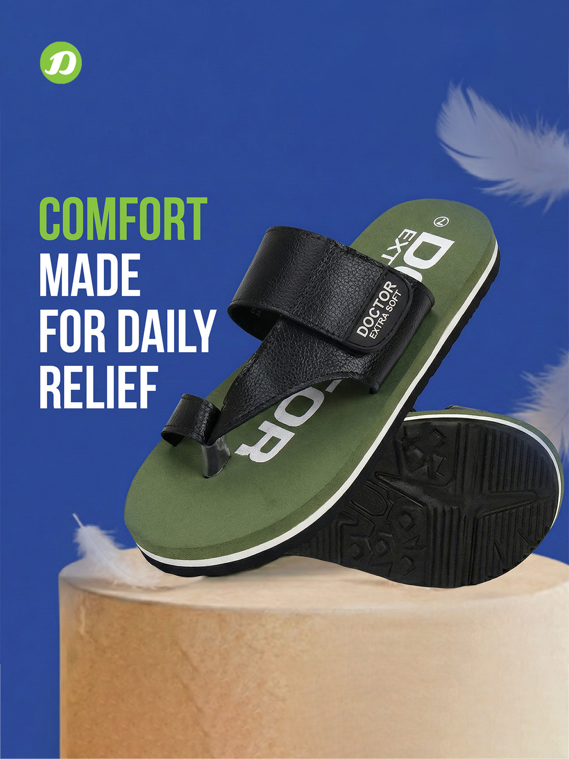 Image of DOCTOR EXTRA SOFT Men Men's One Toe Slippers Ortho Care Orthopaedic Diabetic Dr Stylish House Flip-Flop and Thump Ring Slip on for Gents and Boys OR D-26 Slippers