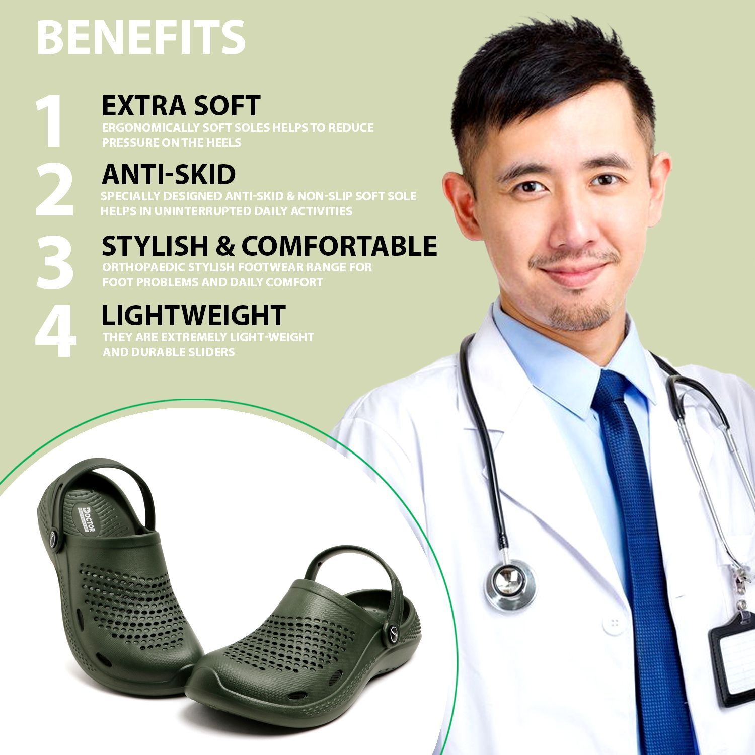 Image of Doctor Health Super Soft Men Orthopedic Clogs | Doctor Recommended | Arch Support, Pain Relief Men Clogs