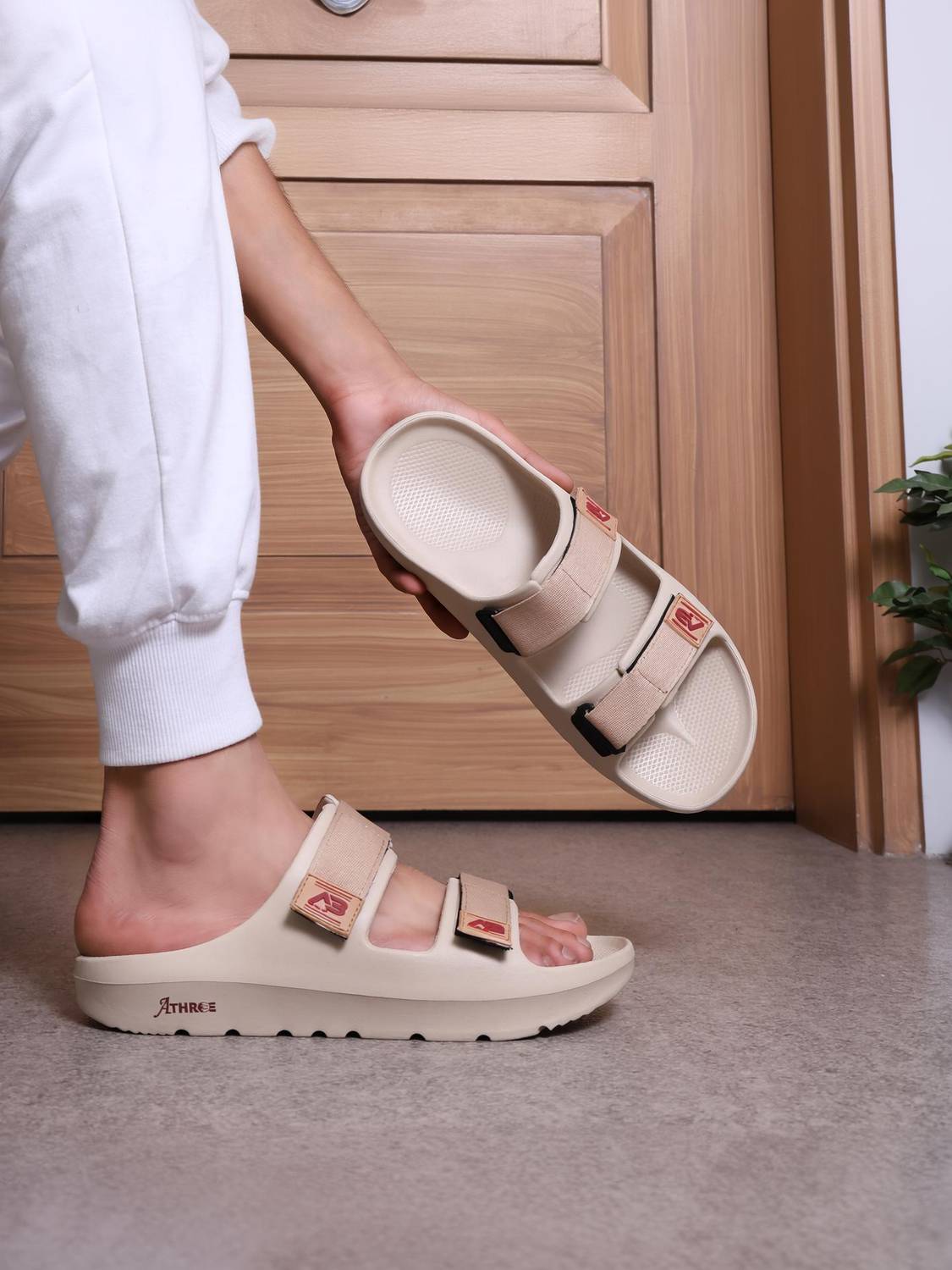 A3 Walk With Style Men Chappal Casual Slider Slipper Velcro Strap Slides
