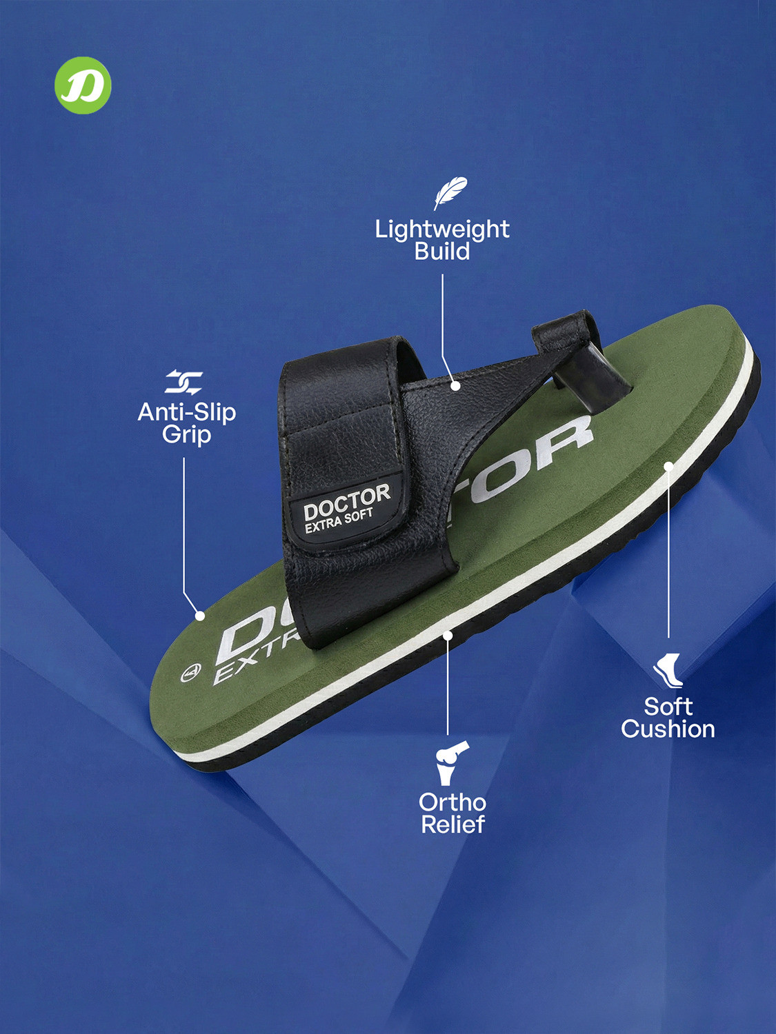 Image of DOCTOR EXTRA SOFT Men Men's One Toe Slippers Ortho Care Orthopaedic Diabetic Dr Stylish House Flip-Flop and Thump Ring Slip on for Gents and Boys OR D-26 Slippers