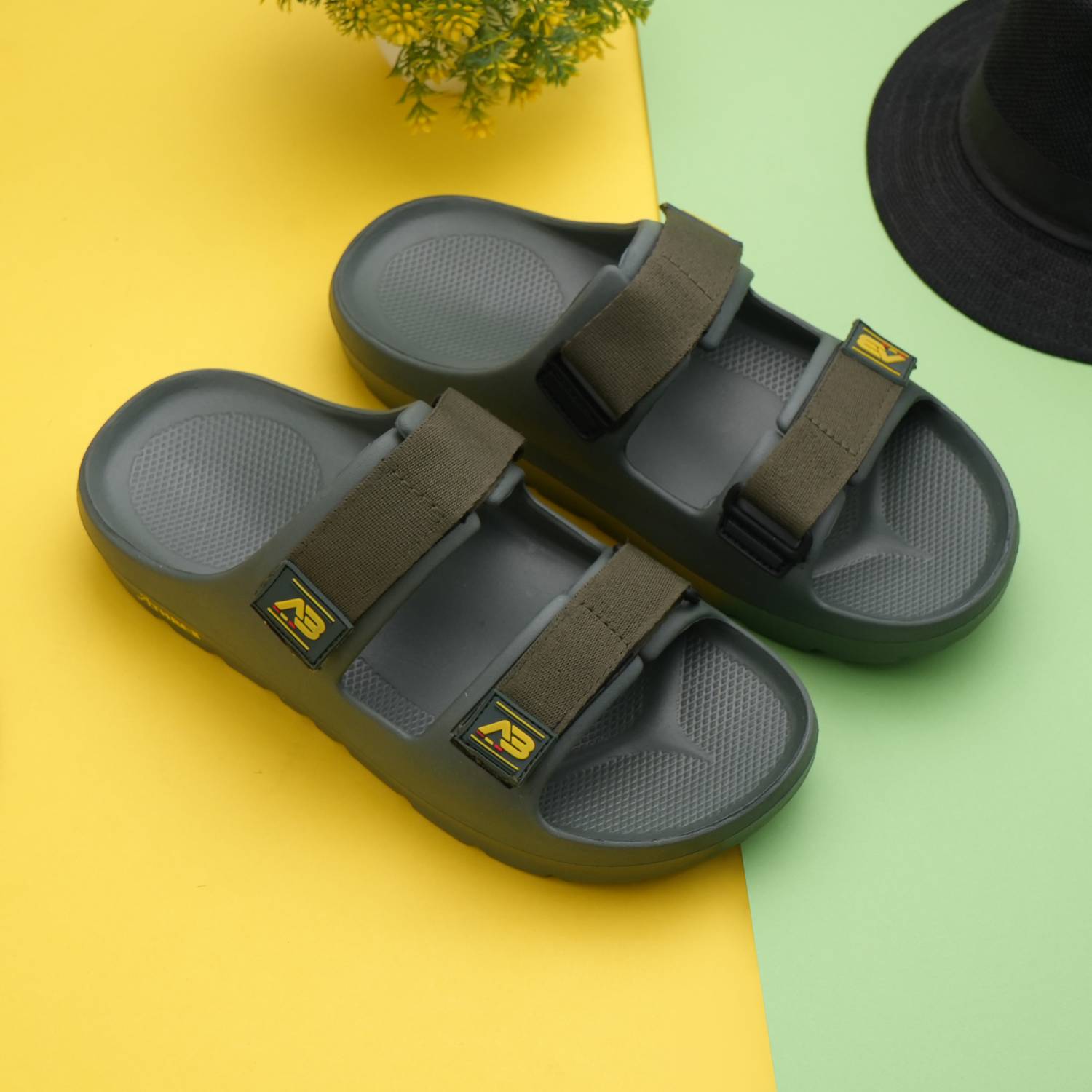A3 Walk With Style Men Chappal Casual Slider Slipper Velcro Strap Slides