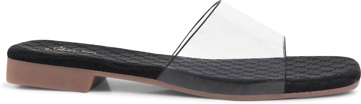 Padchin Women Flats Sandal (Black , 6)