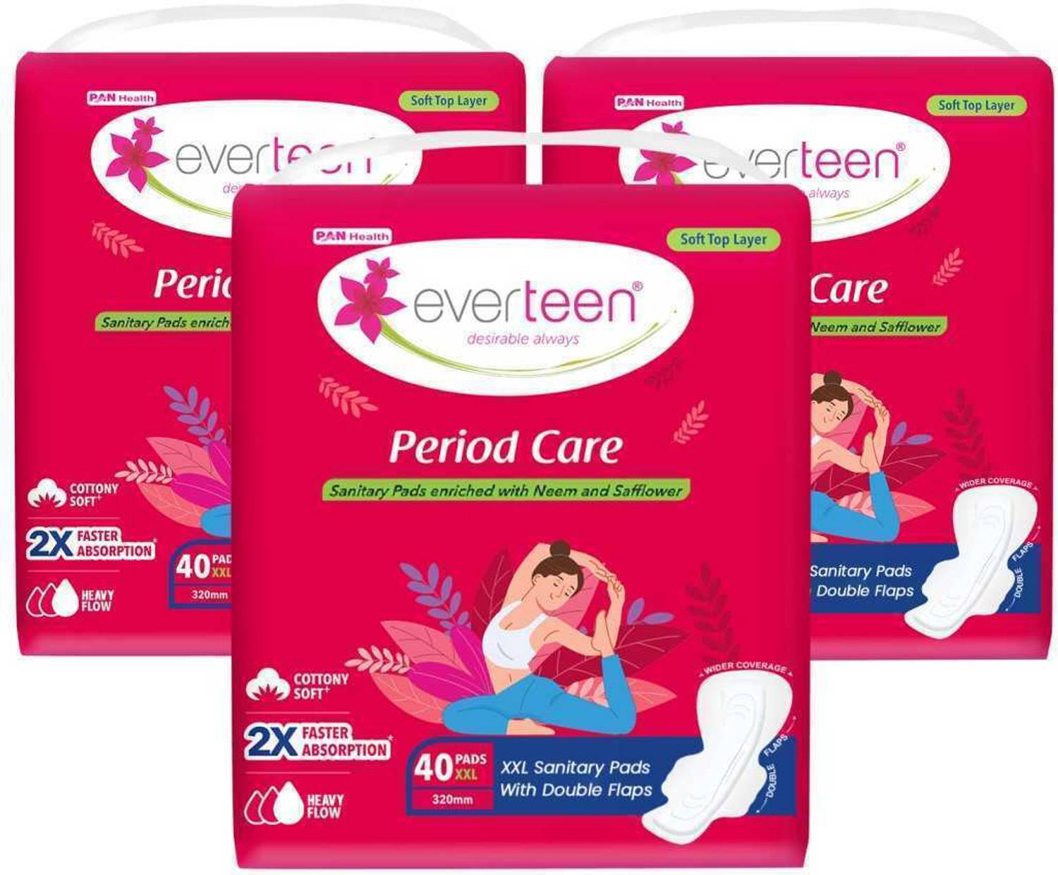 everteen Period Care XXL Soft with Neem-Safflower - (40 Pads Each
