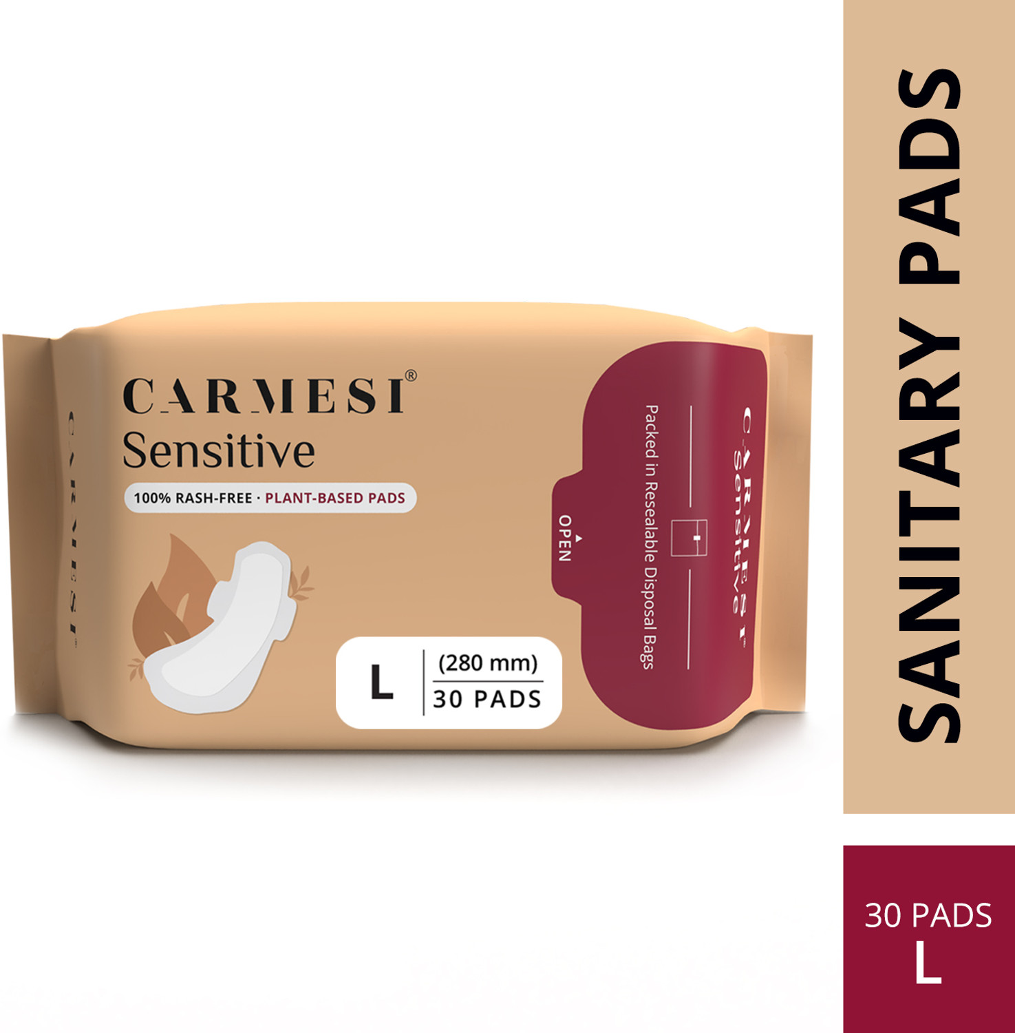 Image of Carmesi Sensitive - Sanitary Pads for Rash-Free Periods (30 Large) Sanitary Pad