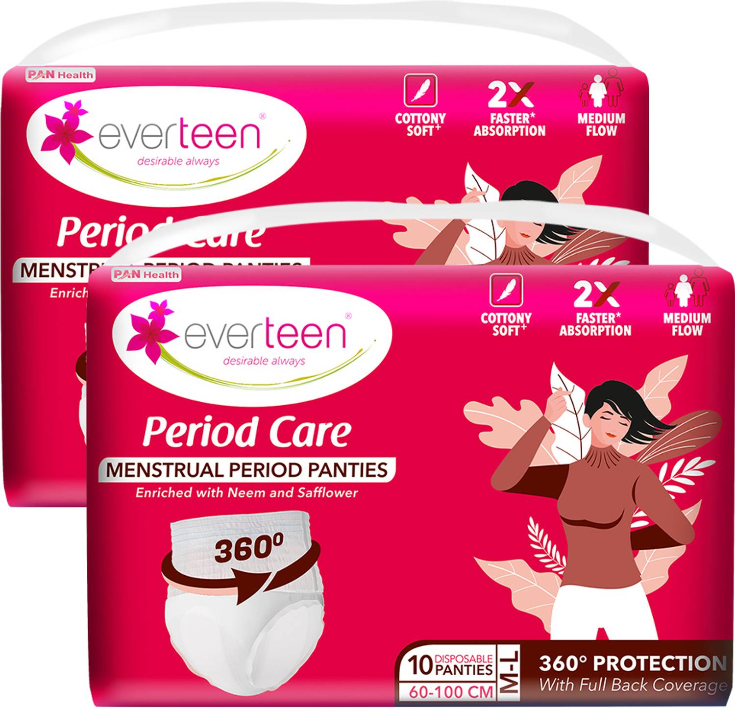 everteen Disposable Menstrual Period Panties 12 Hr Leak Proof M-