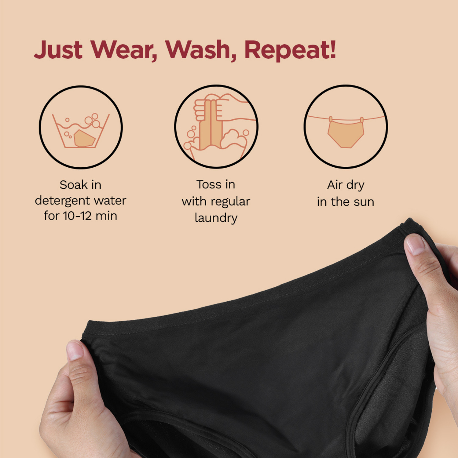 Image of Pee Safe Reusable Period Panty For Women & Girls | Medium Size (90-97cm) | Leakproof Sanitary Pad