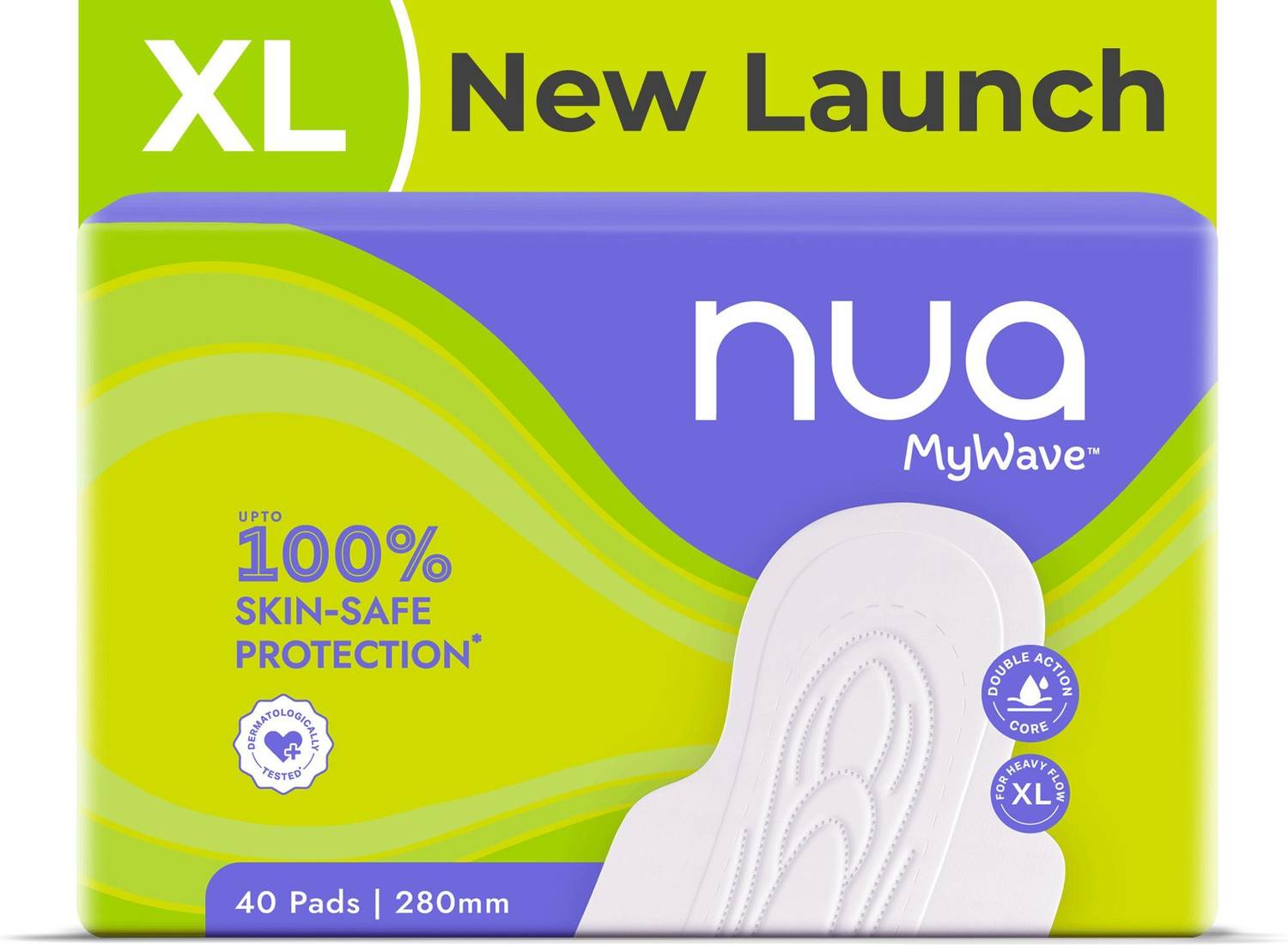 Nua Mywave Sanitary Pads | Long-Lasting Leak Protection | XL | For Heavy Flow| Sanitary Pad