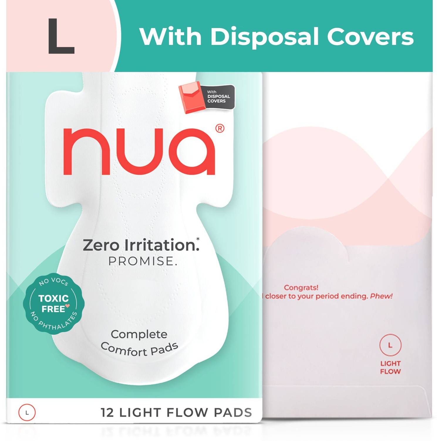 Nua Complete Comfort 12 L With Disposal Covers| Zero Irritation Promise Sanitary Pad