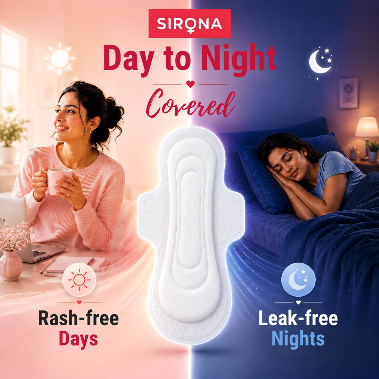 Image of SIRONA Rash-Free Cottony Soft | For Heavy Flow & Leak Protection | Super Saver Pack-XL Sanitary Pad