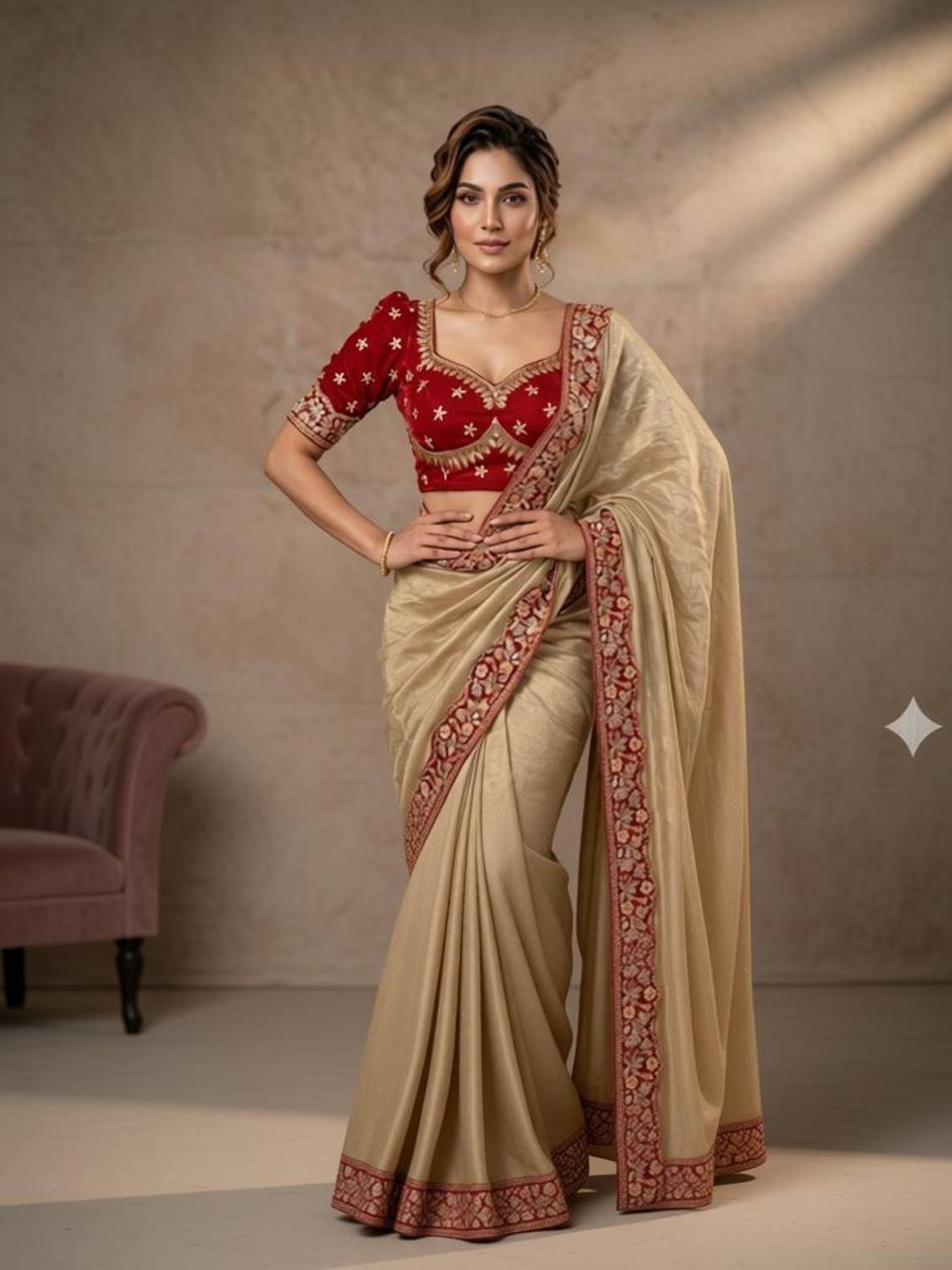 TARAGI Embroidered Bollywood Silk Blend Saree