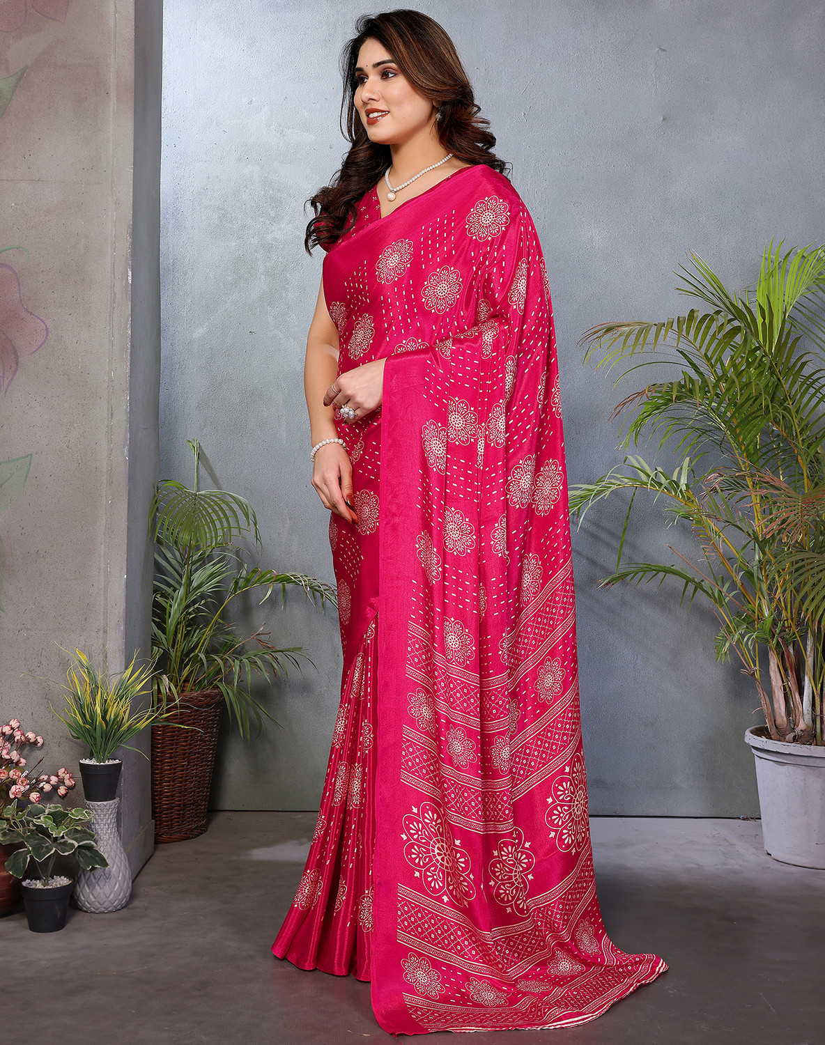 Image of YASHIKA Printed Bollywood Crepe, Satin Saree
