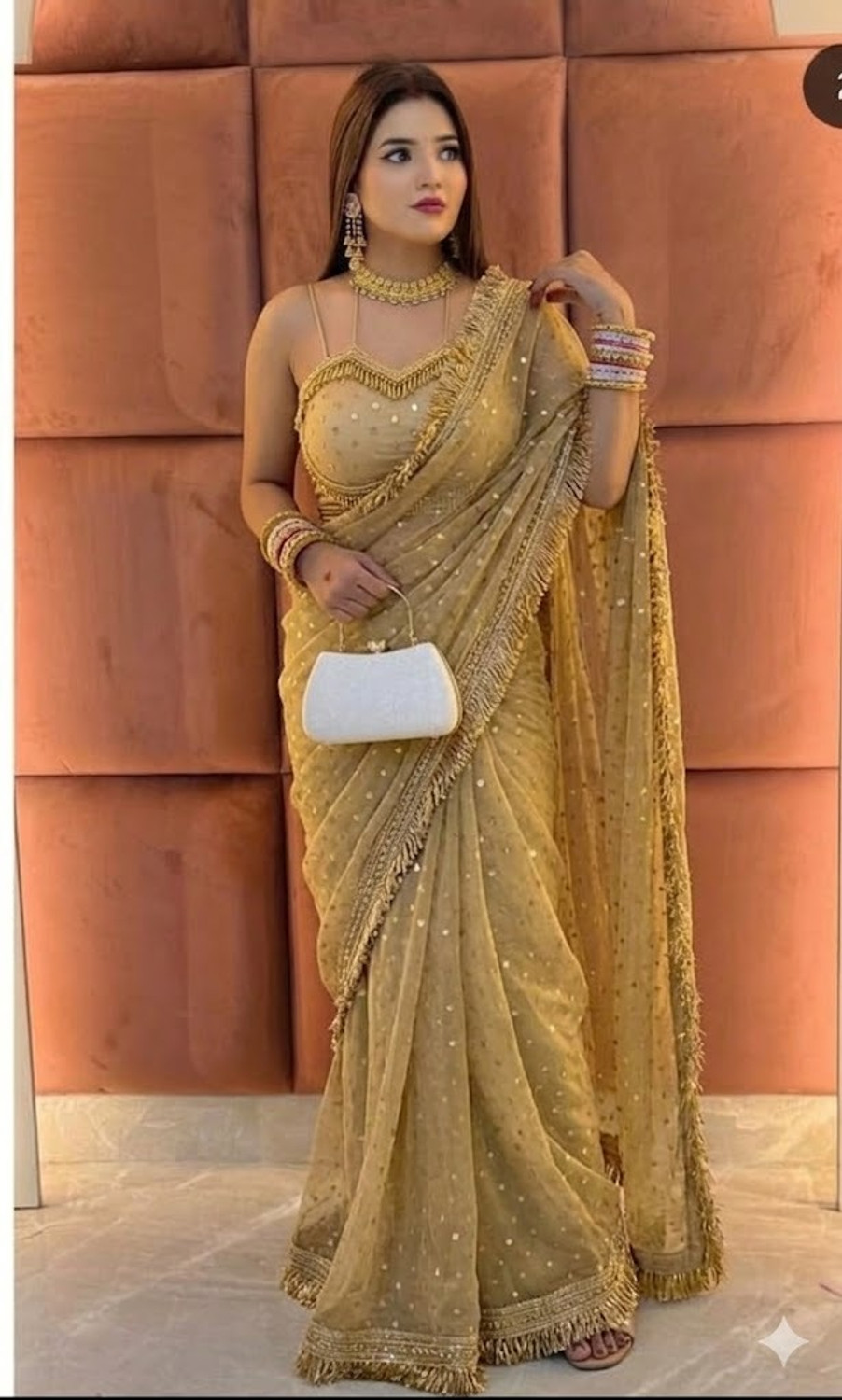 Image of Vraggi Embellished, Embroidered Bollywood Silk Blend Saree