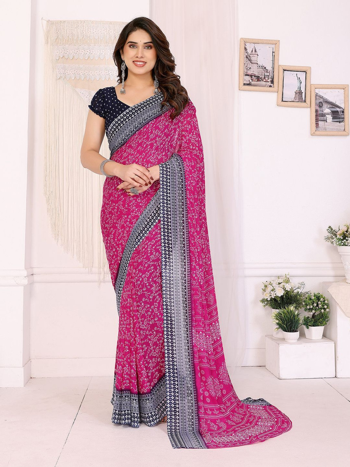 Image of Anand Sarees Printed Daily Wear Georgette Saree
