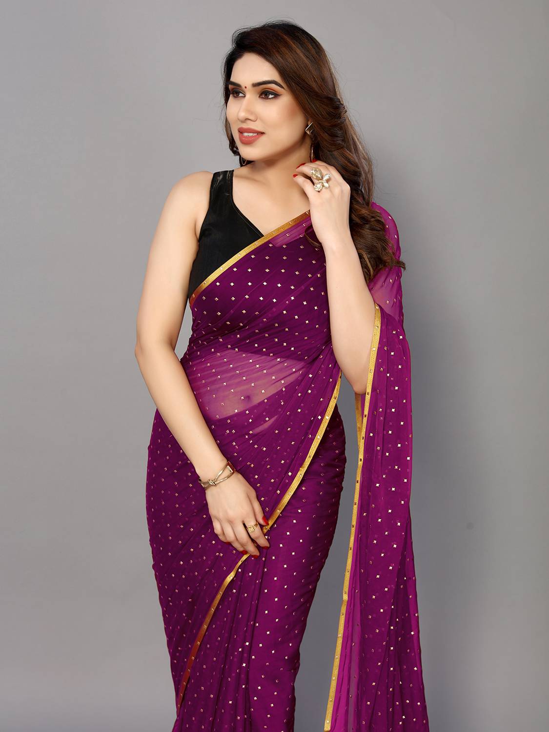 ABRUZZO Embellished Bollywood Chiffon Saree