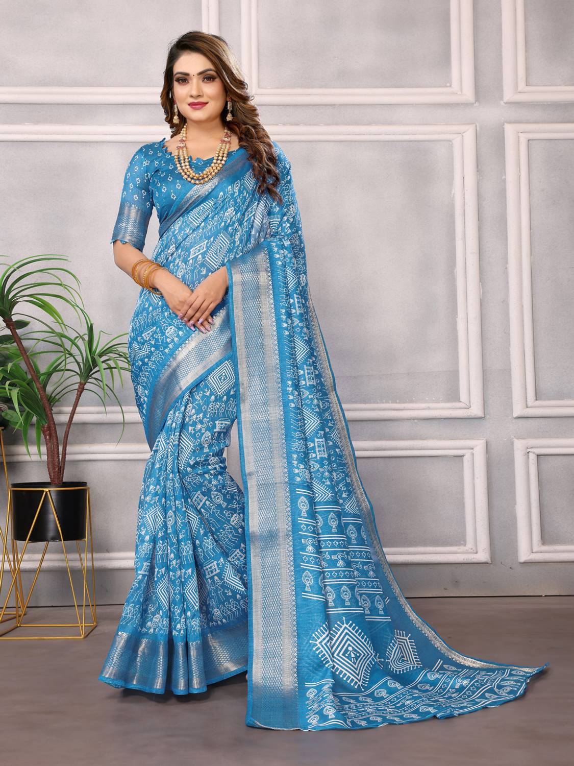 Bandhanivilla Printed Bollywood Cotton Blend Saree