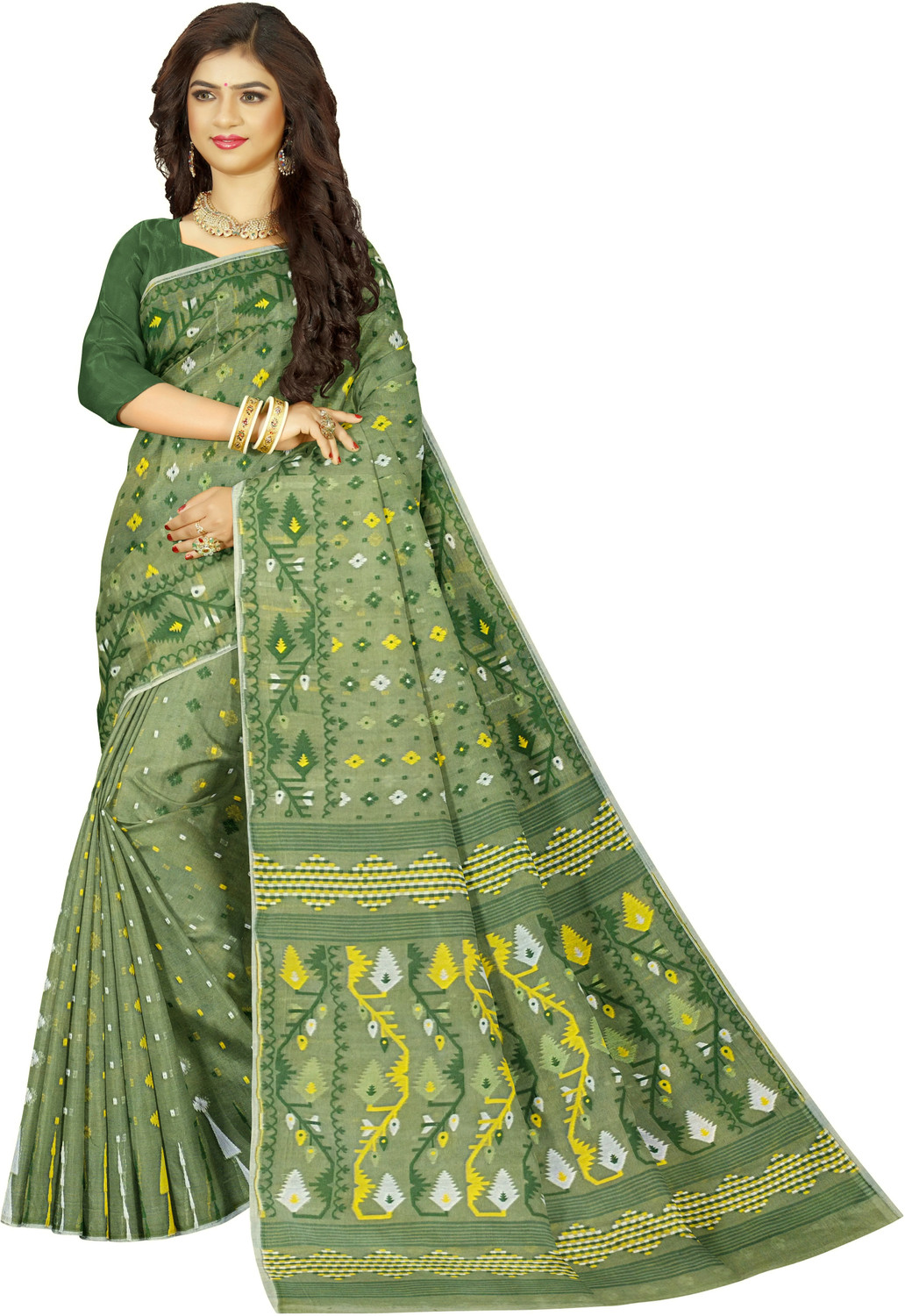 Image of Mayabi Woven Jamdani Cotton Silk Saree
