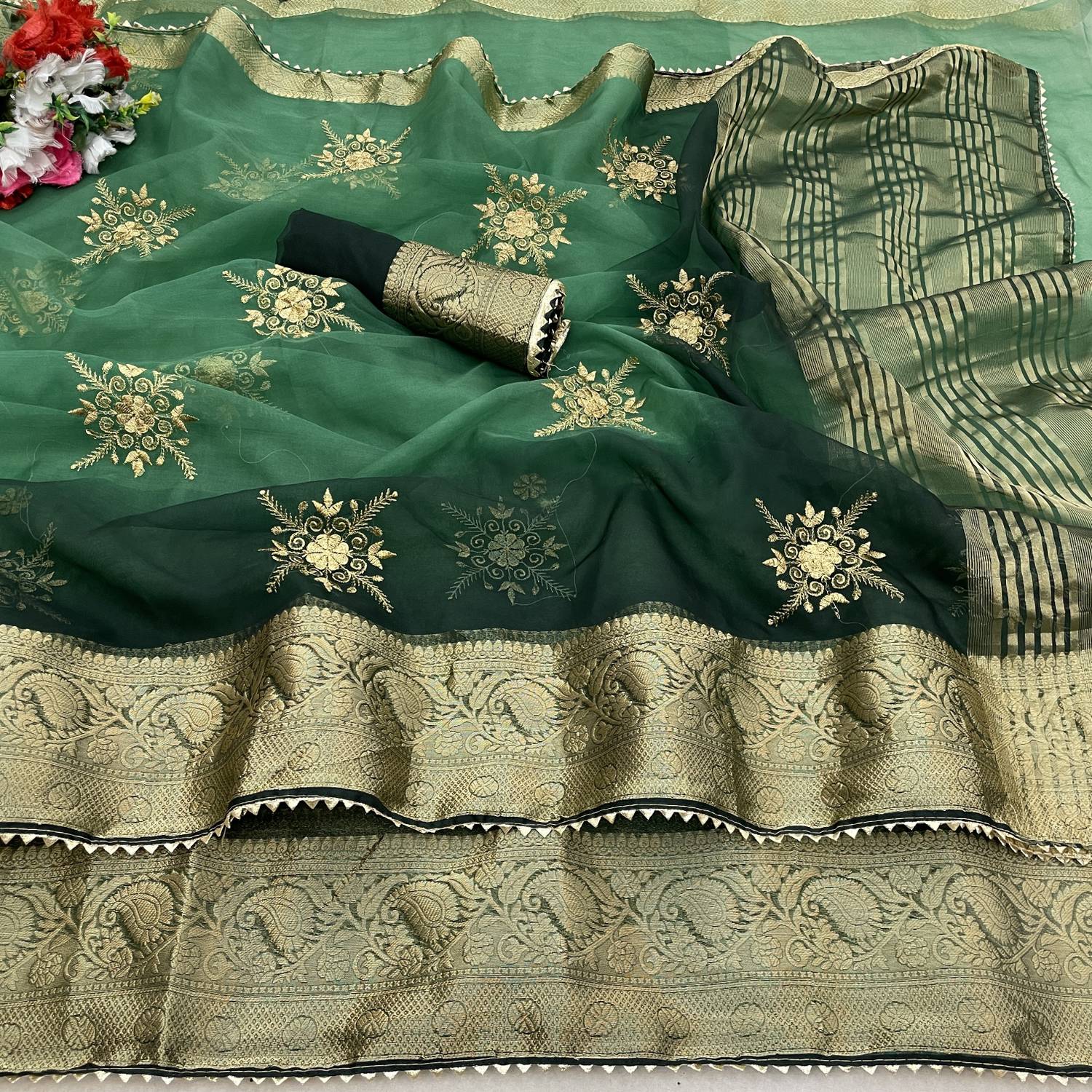 Pemal Designer Embroidered Bollywood Organza Saree