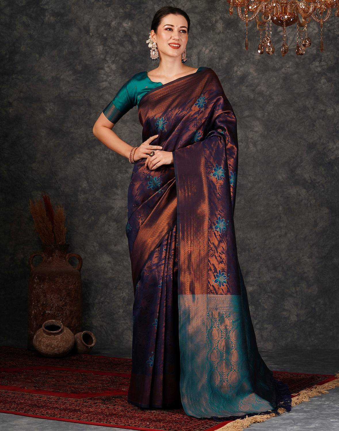 Samah Woven, Embellished, Self Design Banarasi Silk Blend, Jacqua