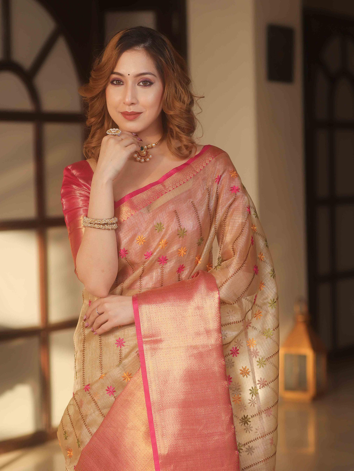 Image of ROOP LAVANYA Embroidered, Self Design, Woven Banarasi Tissue Saree