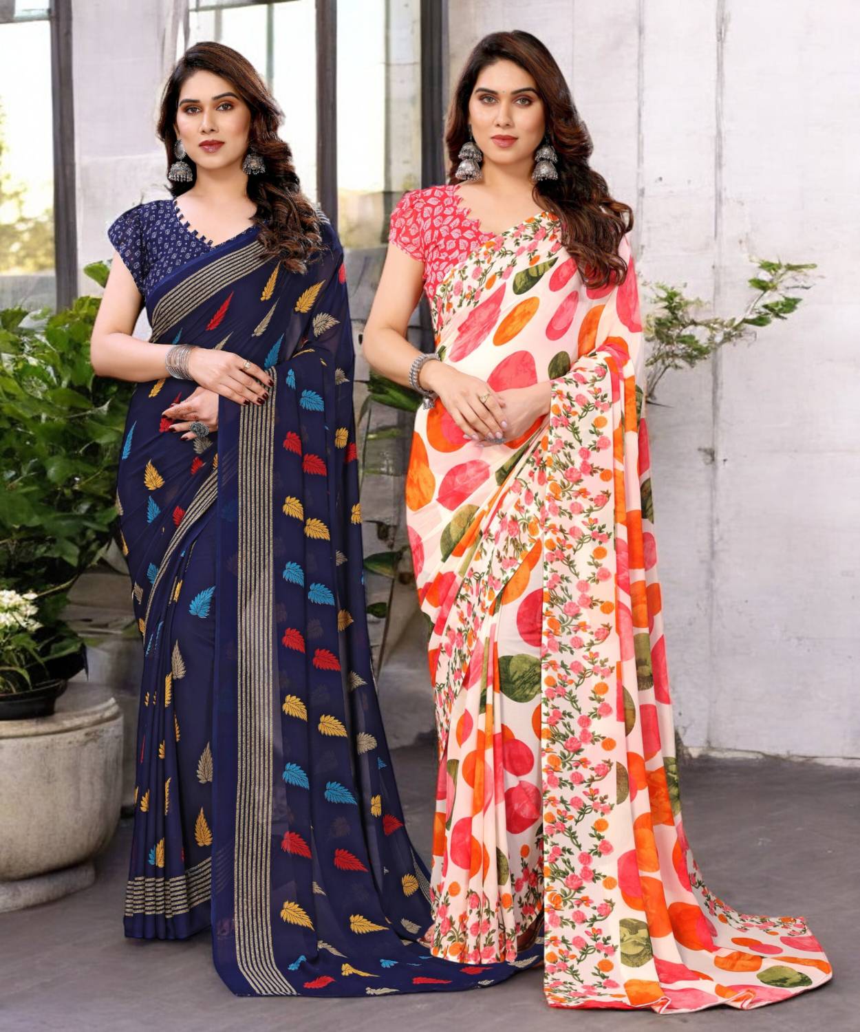 AMBUJAINTERNATIONAL Printed Bollywood Georgette Saree
