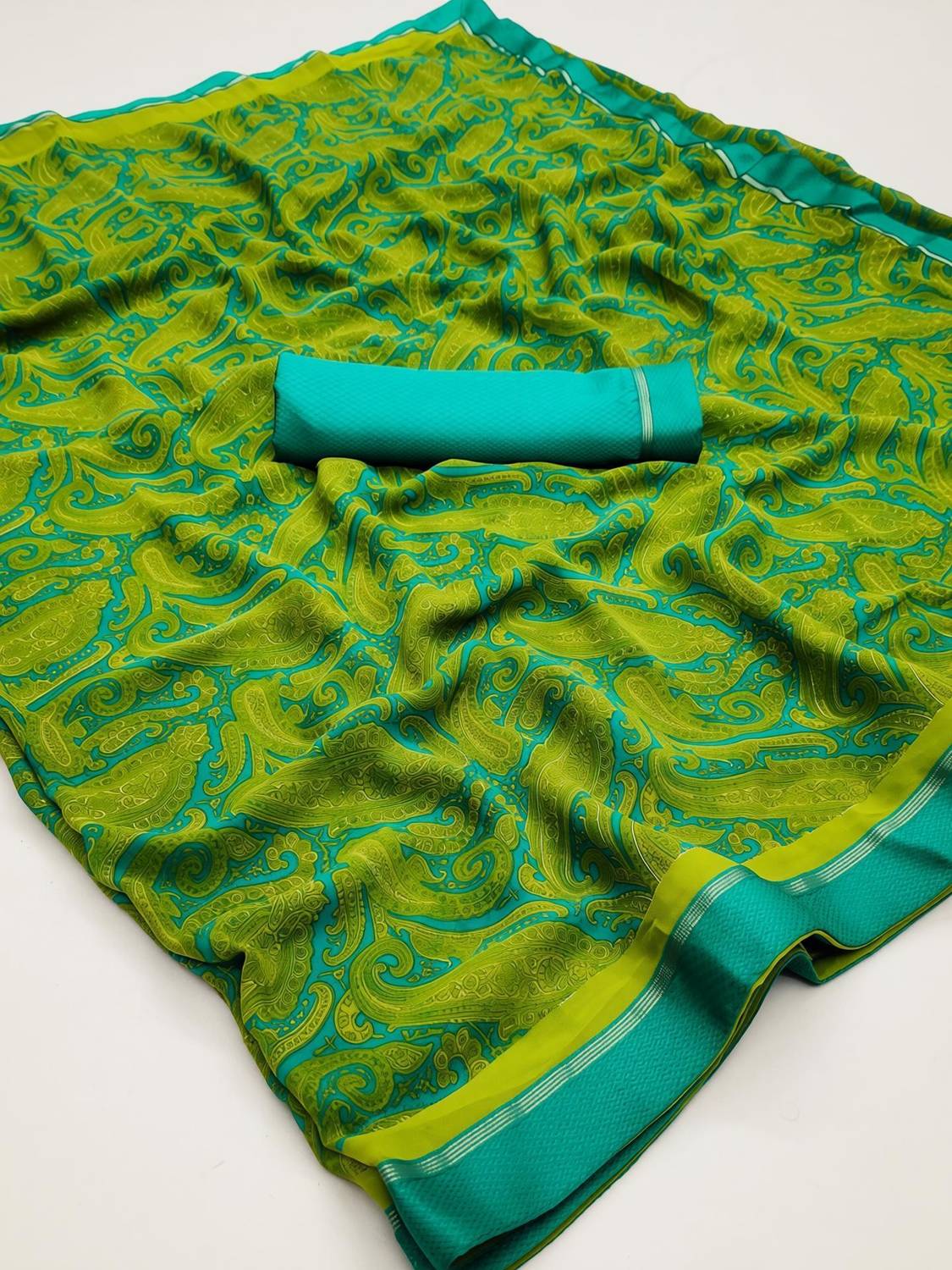 BLEESBURY Printed Bollywood Georgette, Chiffon Saree