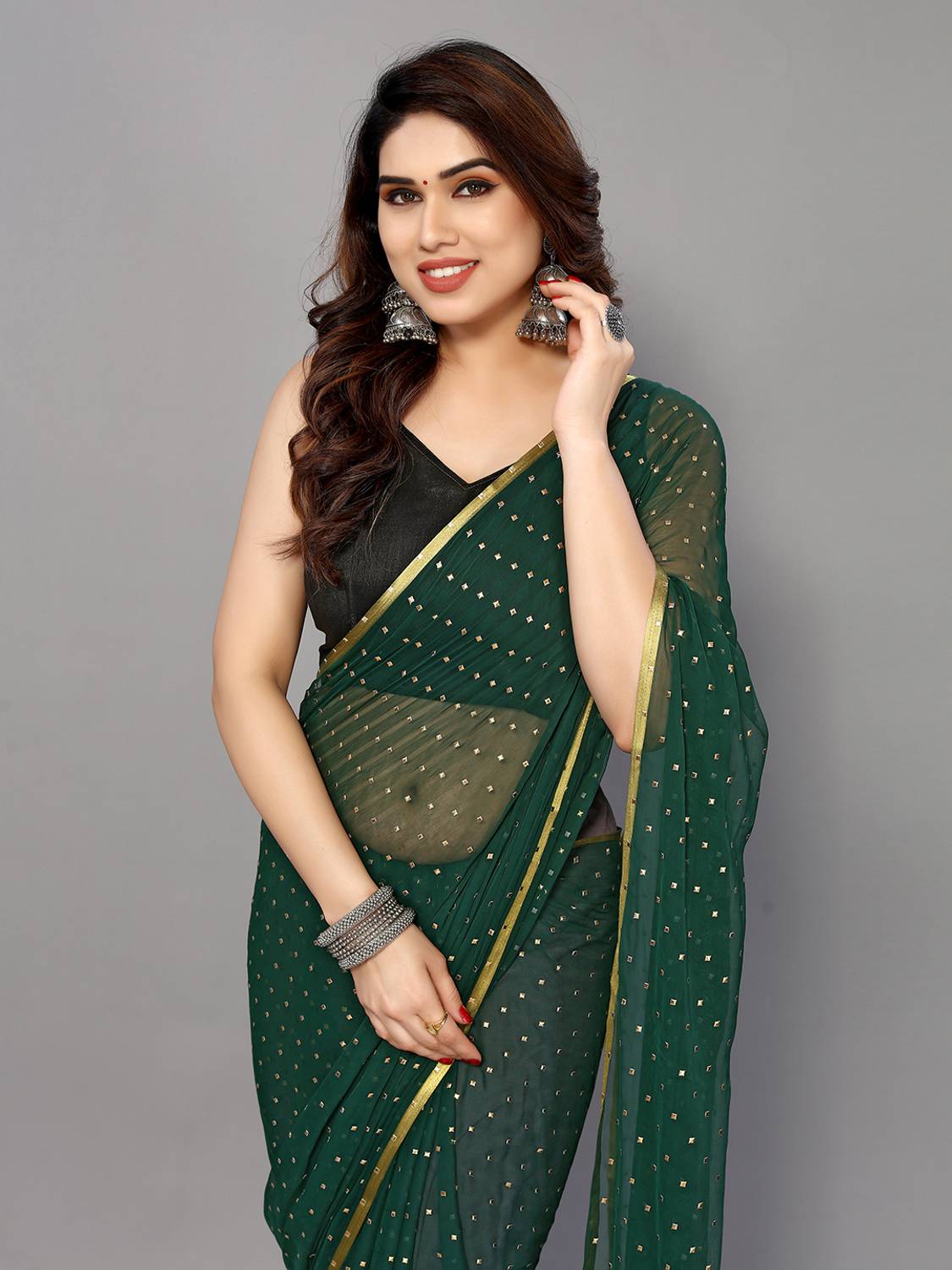 ABRUZZO Embellished Bollywood Chiffon Saree