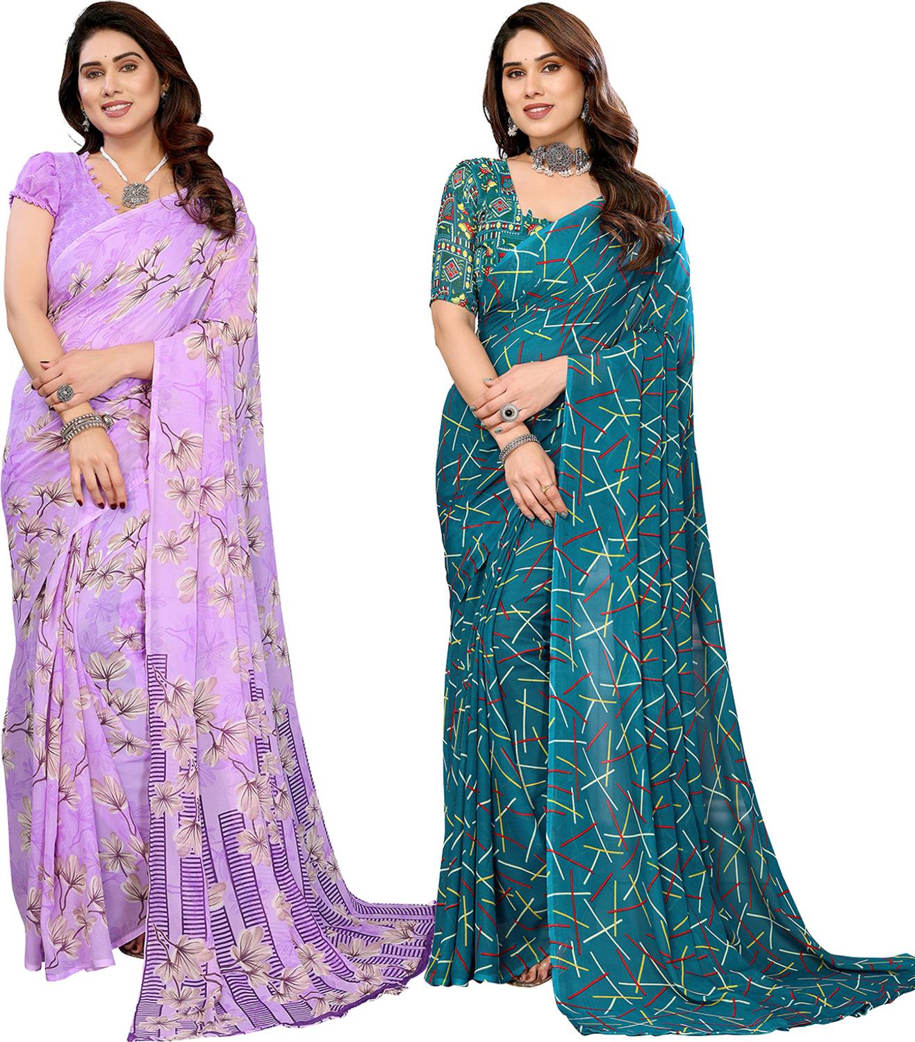 Anand Sarees Floral Print Daily Wear Georgette Saree