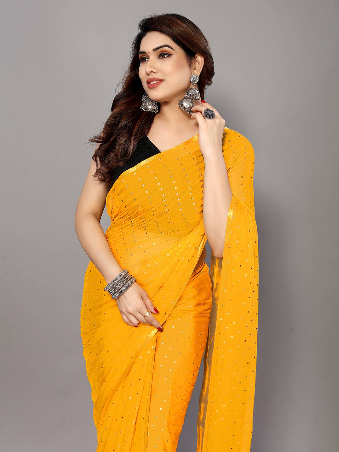 ABRUZZO Embellished Bollywood Chiffon Saree