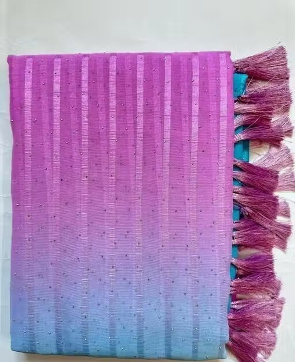 Image of JASHALFAB Ombre, Embellished, Embroidered Bollywood Georgette Saree