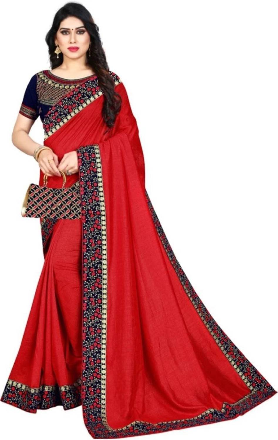 21st Fashion Embroidered Bollywood Silk Blend Saree