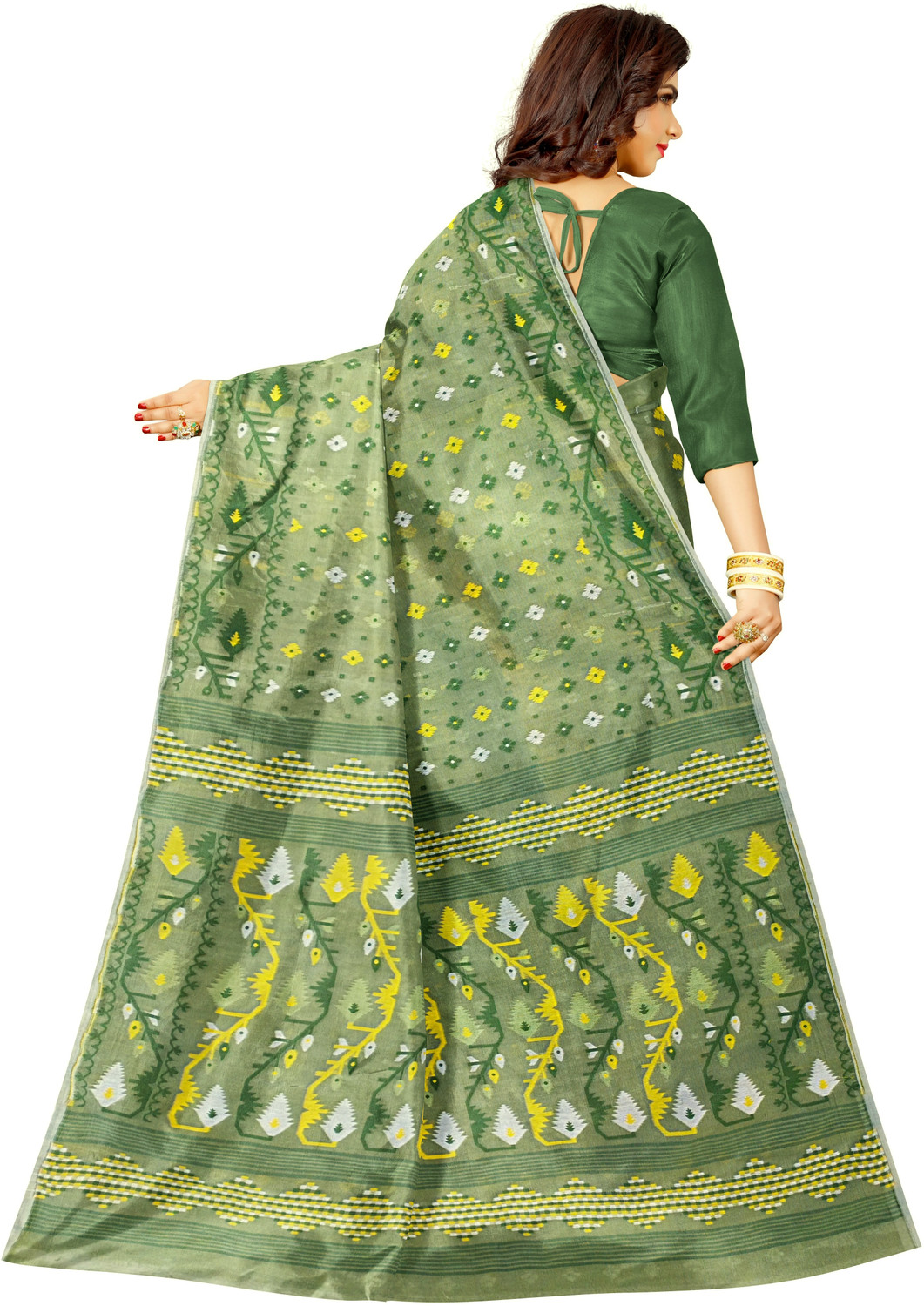 Image of Mayabi Woven Jamdani Cotton Silk Saree
