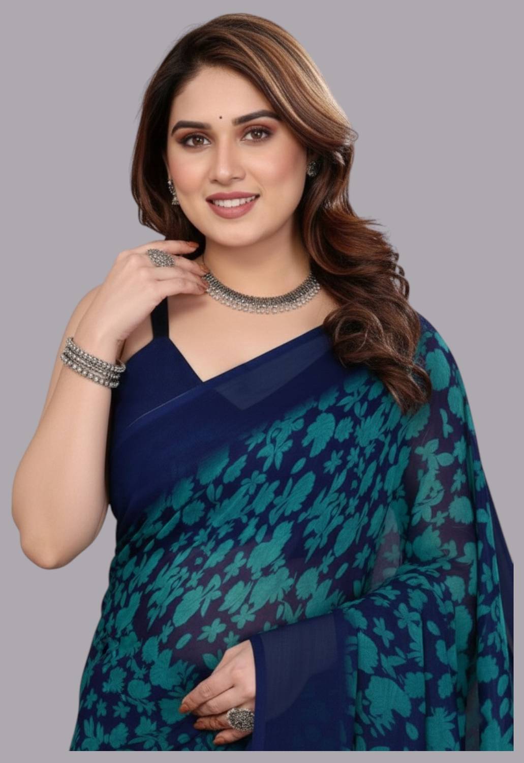 ANIRAV Floral Print Daily Wear Georgette Saree
