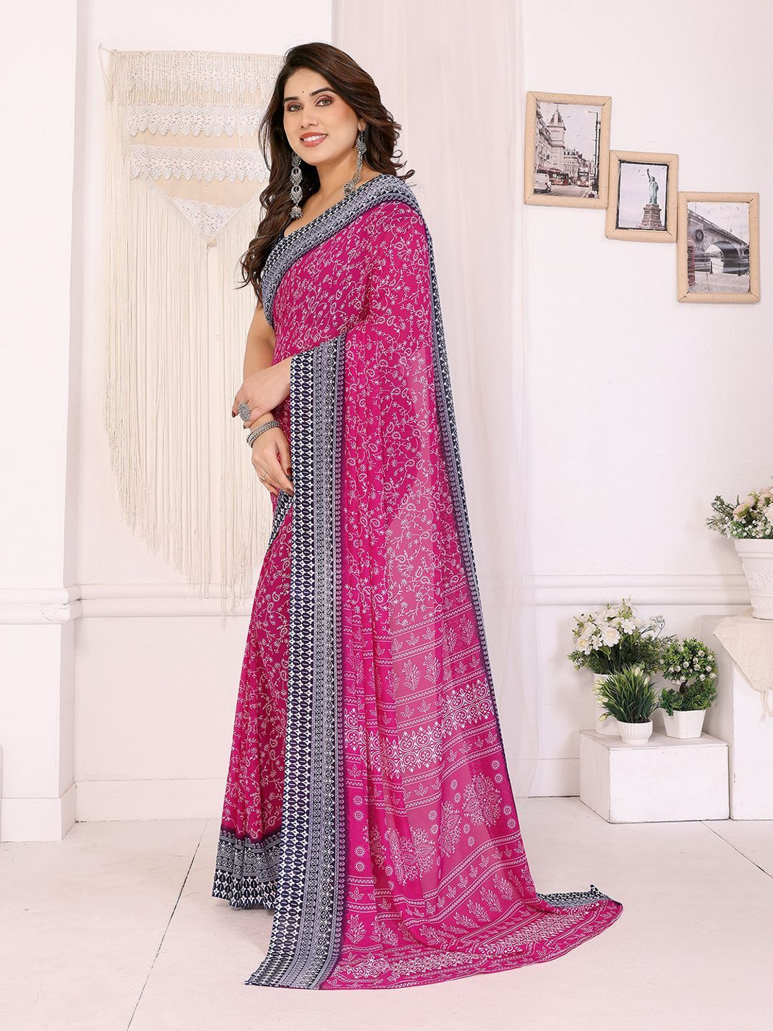 Image of Anand Sarees Printed Daily Wear Georgette Saree
