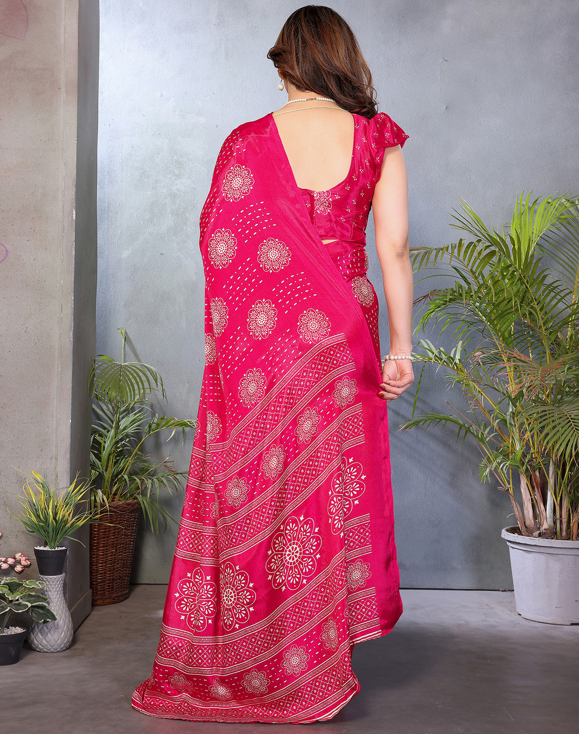 Image of YASHIKA Printed Bollywood Crepe, Satin Saree