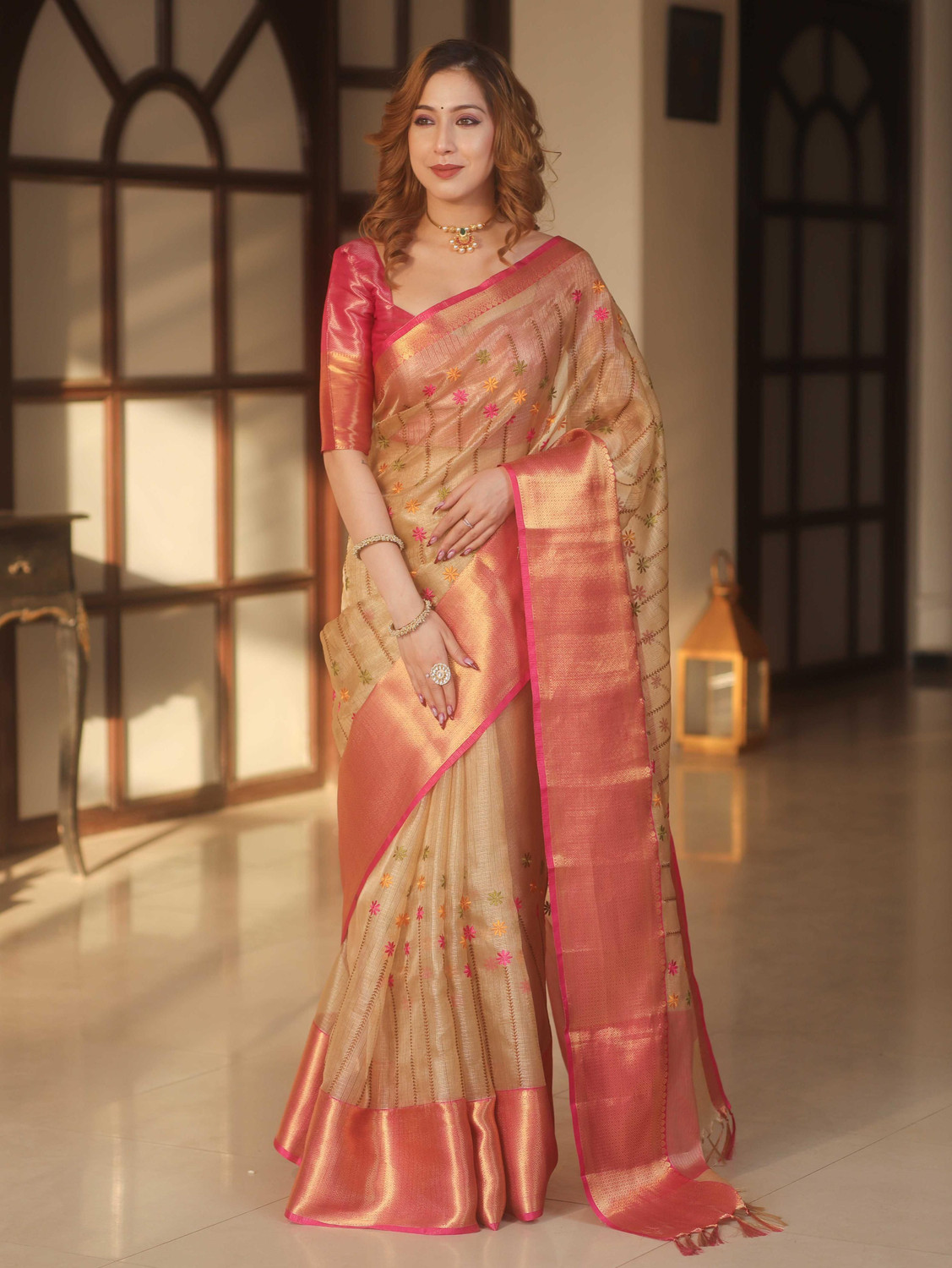 Image of ROOP LAVANYA Embroidered, Self Design, Woven Banarasi Tissue Saree
