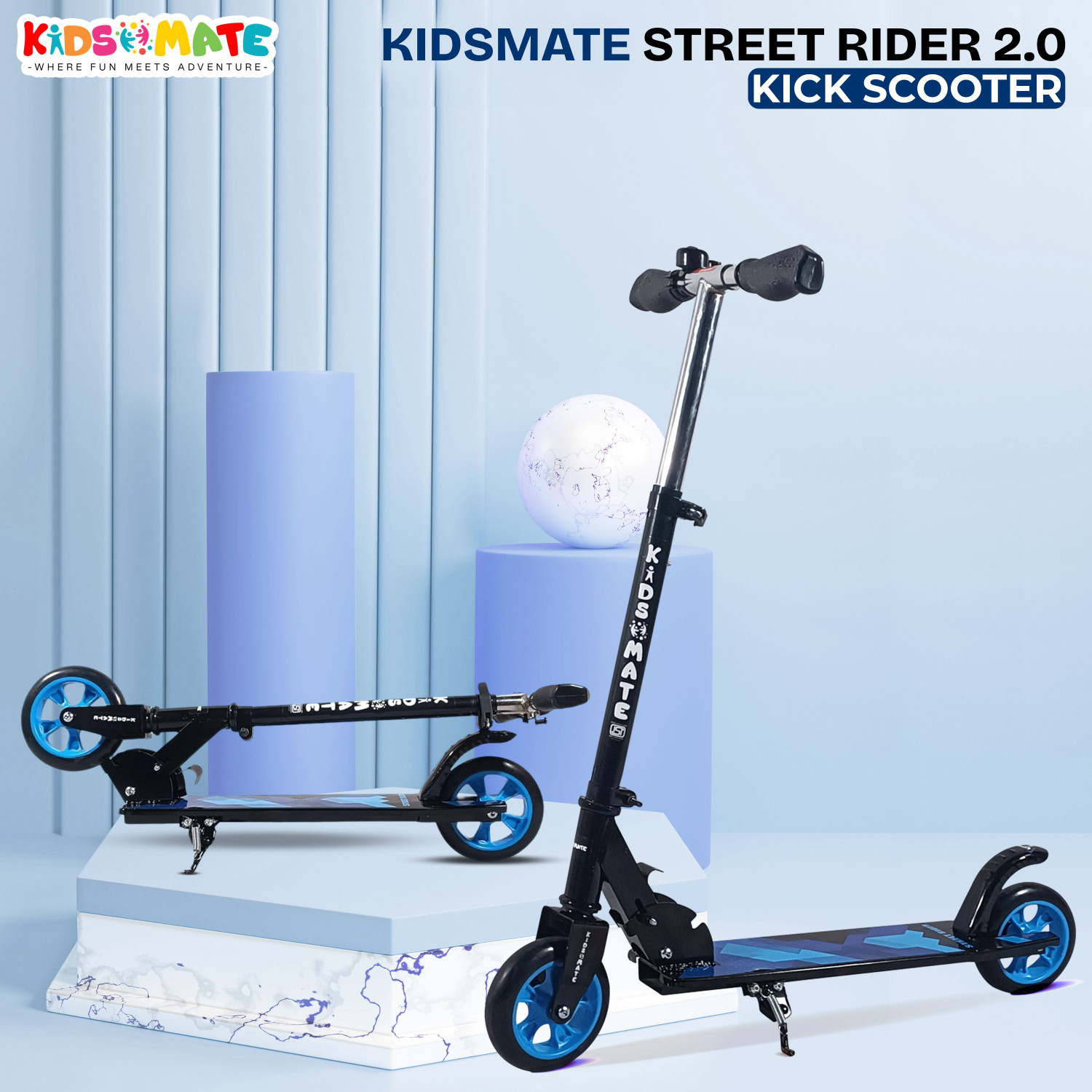 Image of Kidsmate Street Rider 2.0 Foldable Kick Scooter for Kids, 2 Wheel with Adjustable Height Kids Scooter