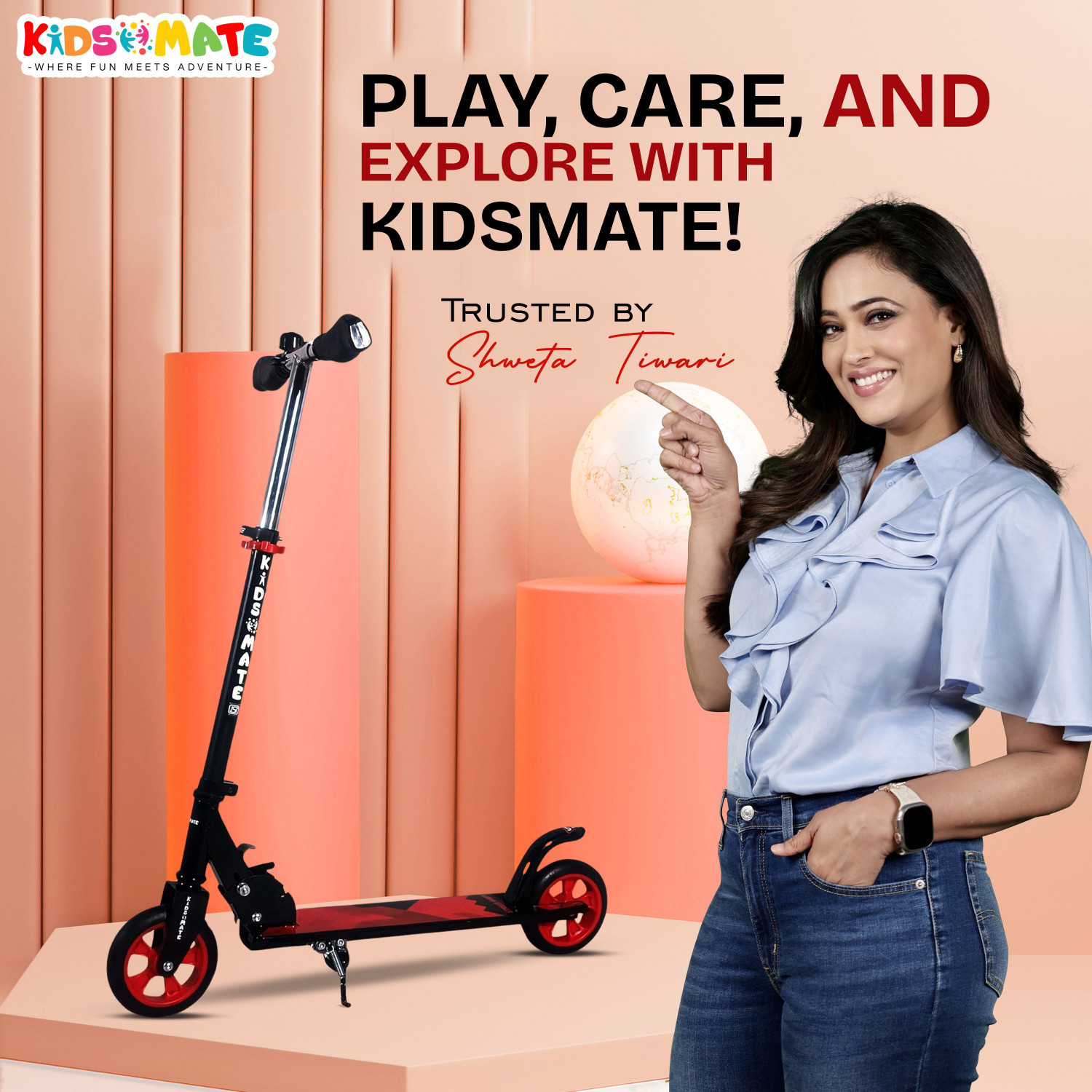 Image of Kidsmate Street Rider 2.0 Foldable Kick Scooter | 2 Wheel with Adjustable Height Kids Scooter