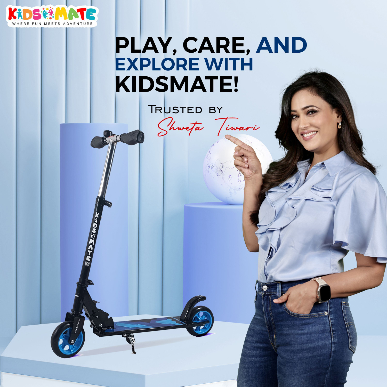Image of Kidsmate Street Rider 2.0 Foldable Kick Scooter for Kids, 2 Wheel with Adjustable Height Kids Scooter
