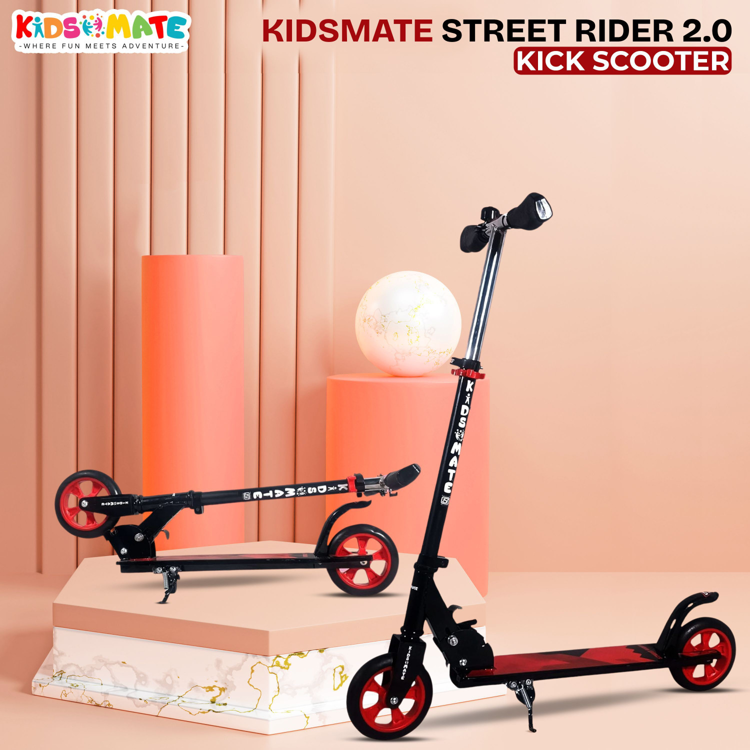 Image of Kidsmate Street Rider 2.0 Foldable Kick Scooter | 2 Wheel with Adjustable Height Kids Scooter
