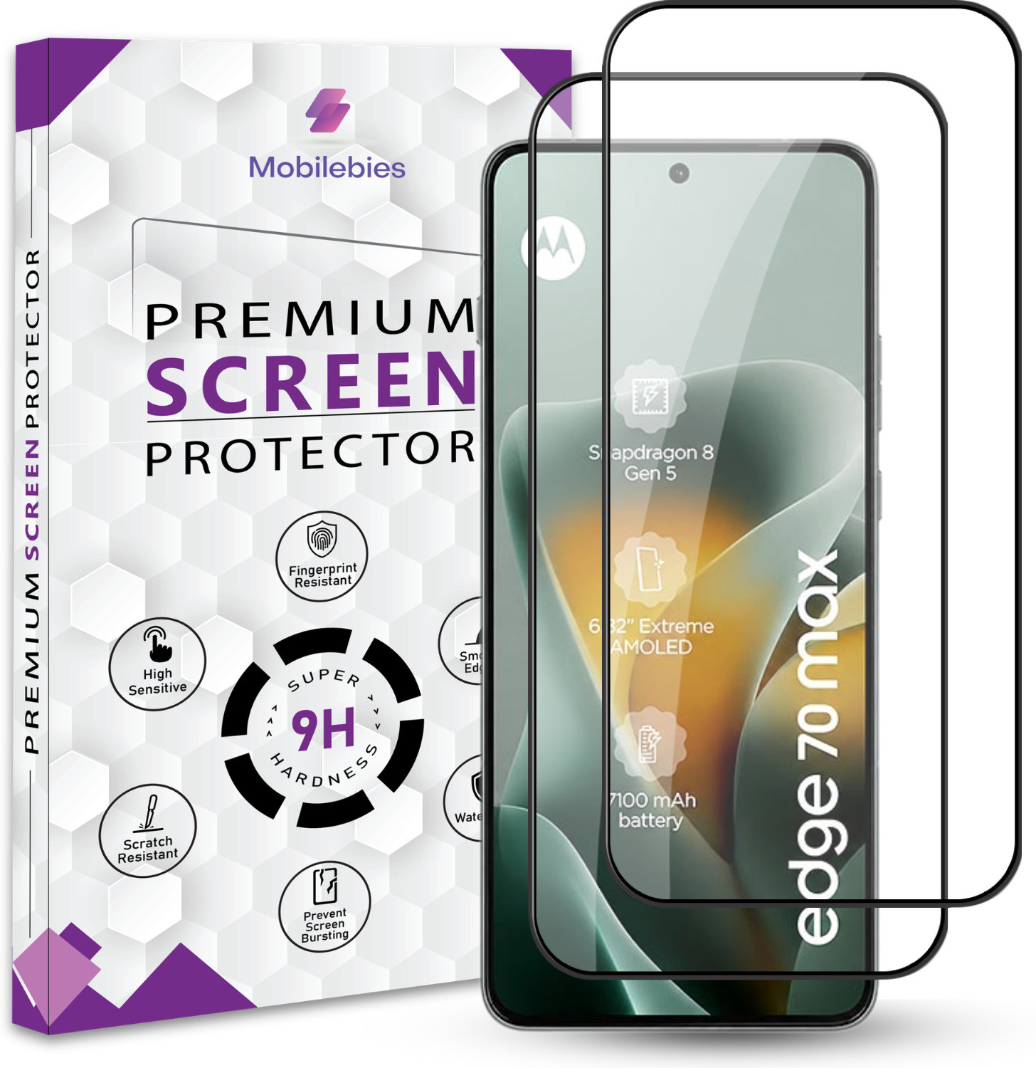 Image of Mobilebies Tempered Glass Guard for Moto Edge 70 Max Premium Screen Protector Guard with Easy Installation Kit