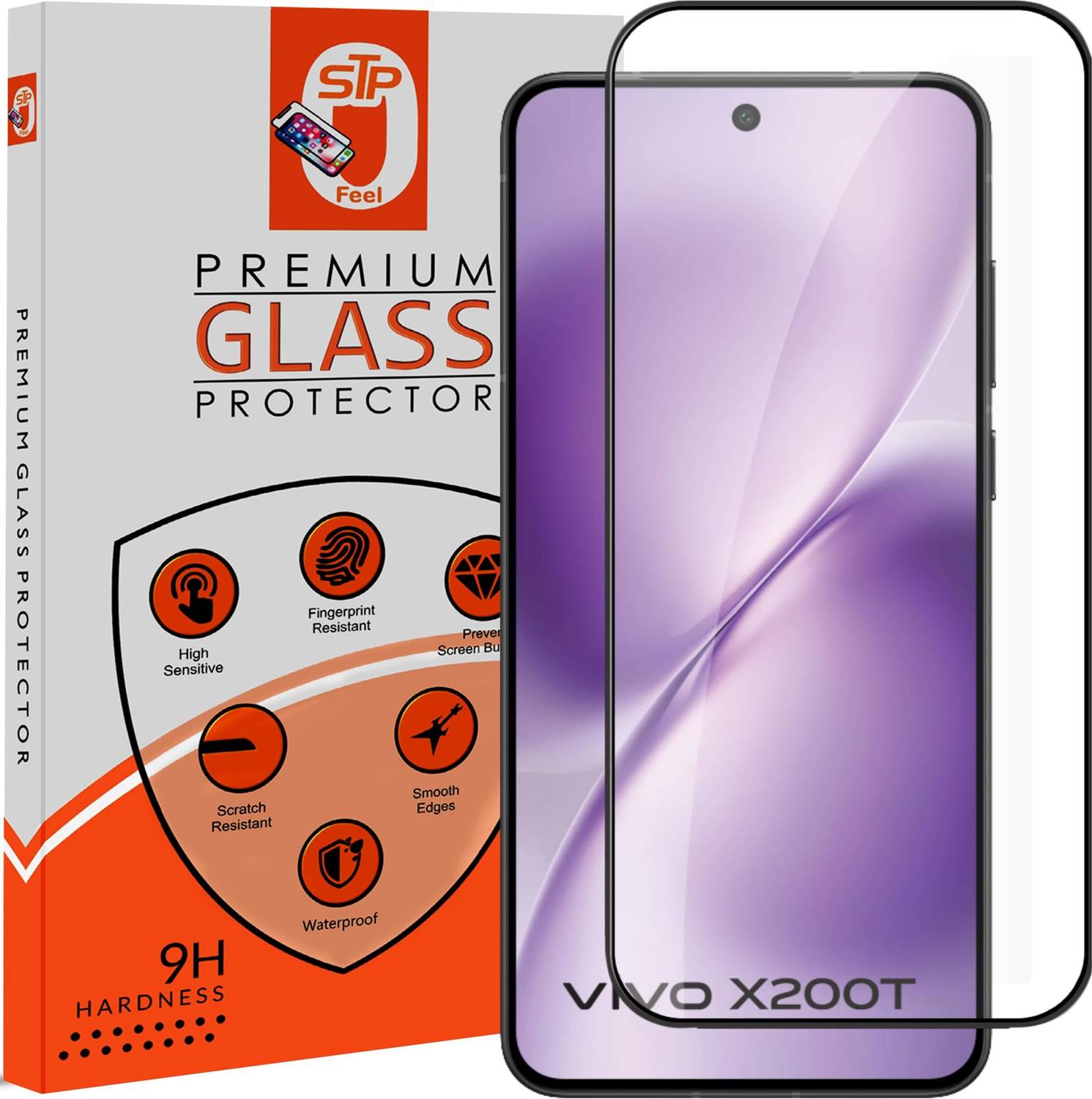 STP FEEL Tempered Glass Guard for Vivo X200T 5G, (Ultrasonic Fingerprint Supported) Premium HD+ Screen Protector Guard with Easy Installation Kit 5