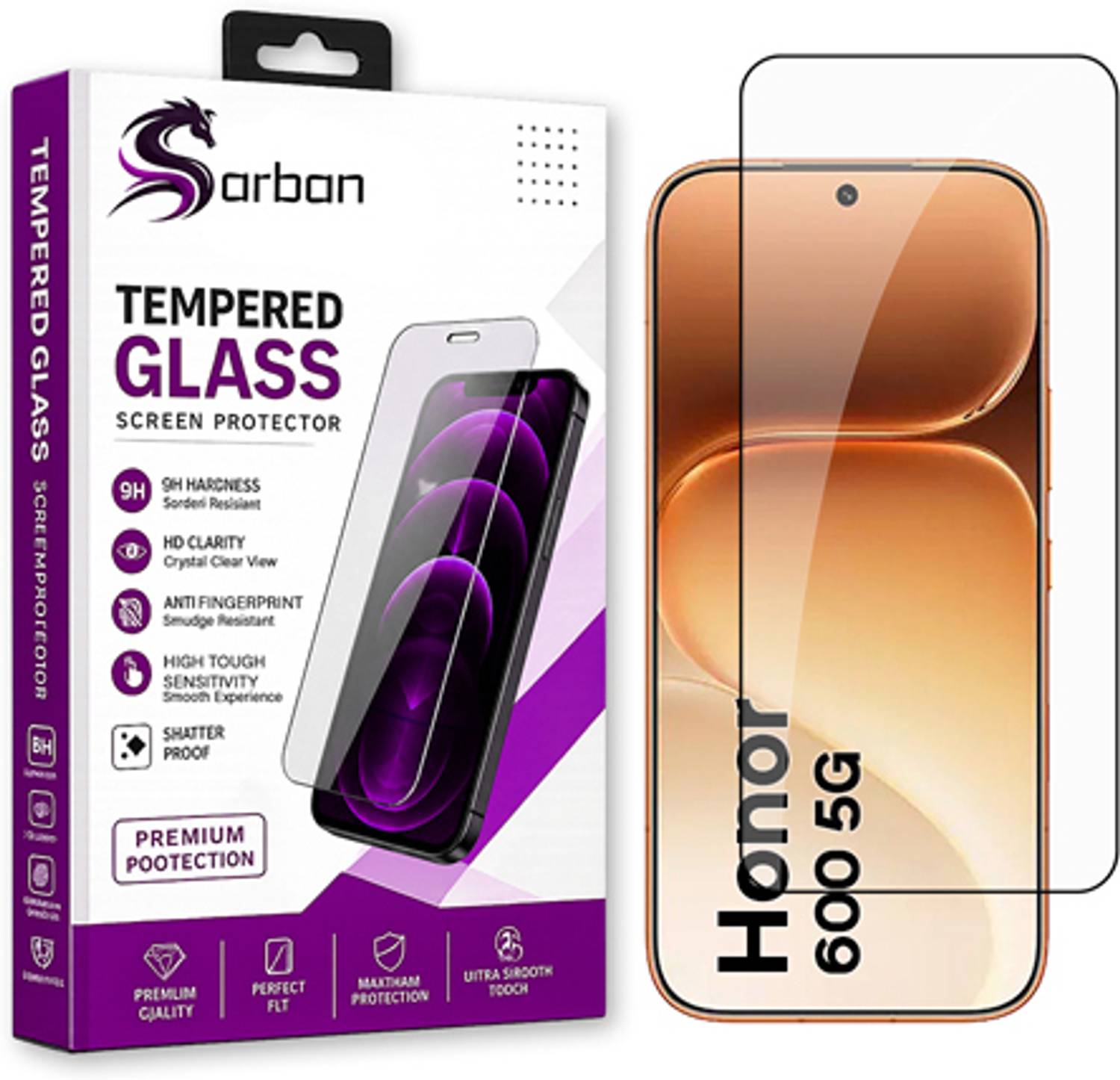 ARBAN Edge To Edge Tempered Glass for Honor 600 5G 6.57 FRONT | 9H Hardness | HD Clarity | Anti-Fingerprint | High Touch Sensitivity | Premium Screen Protector Guard